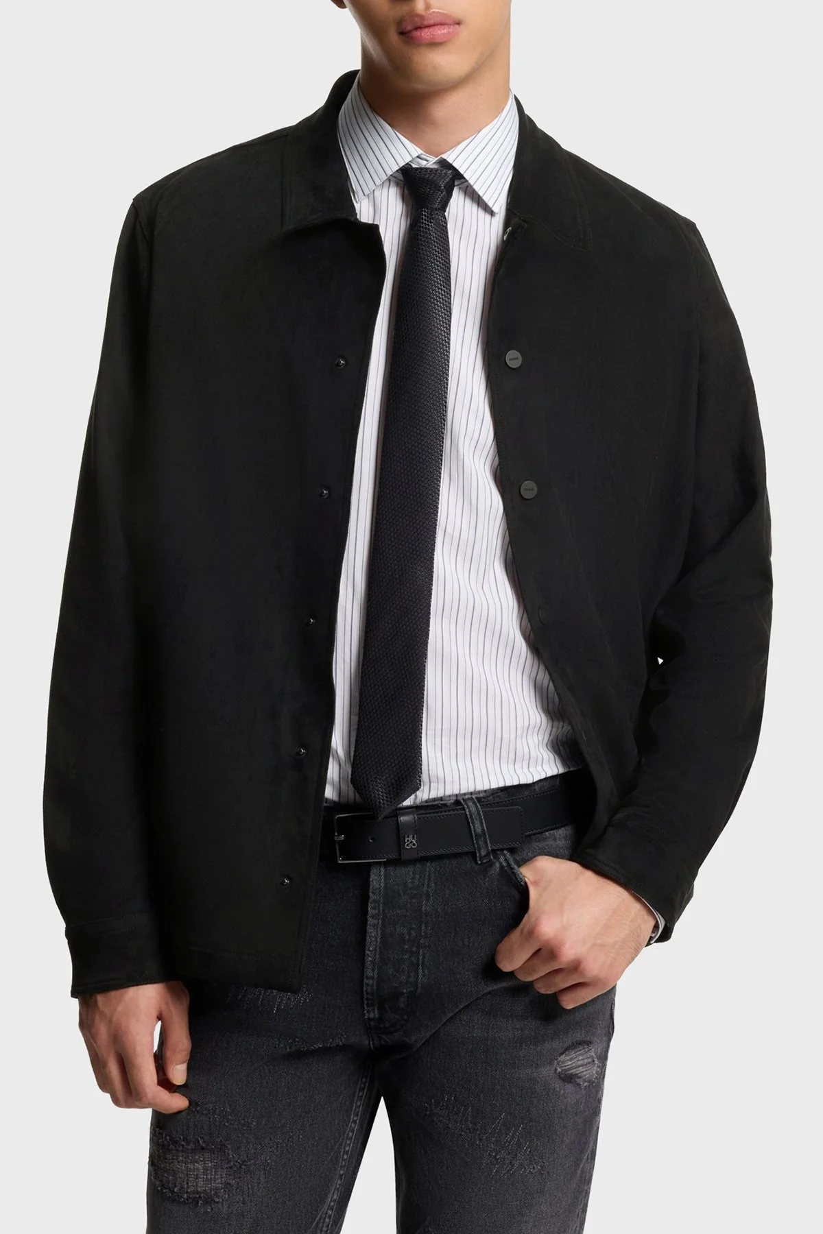 Hugo Oversize Fit Klasik Yaka Uzun Kollu Düğmeli Erkek Gömlek 50555791 001 SİYAH - 1