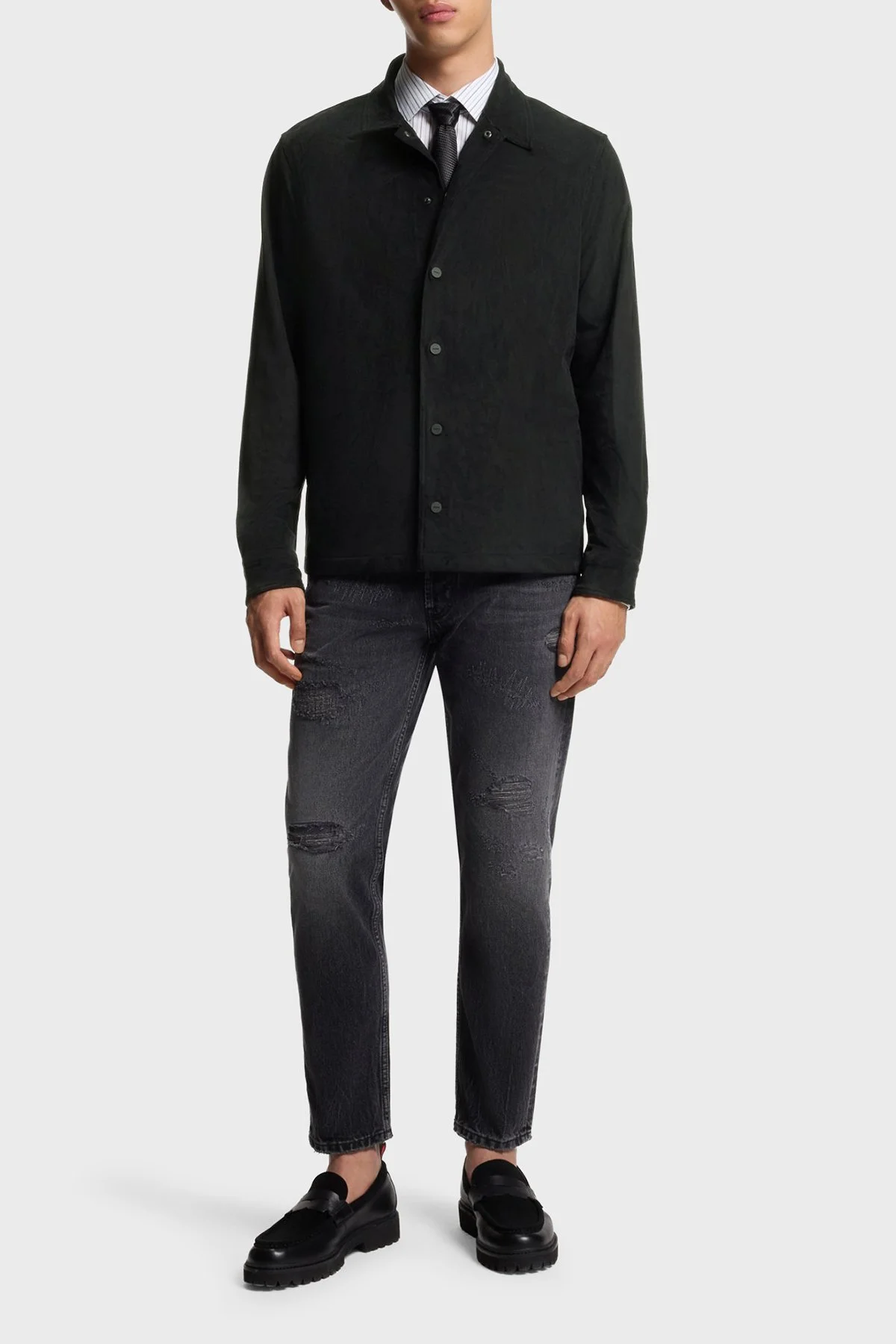 Hugo Oversize Fit Klasik Yaka Uzun Kollu Düğmeli Erkek Gömlek 50555791 001 SİYAH - 2