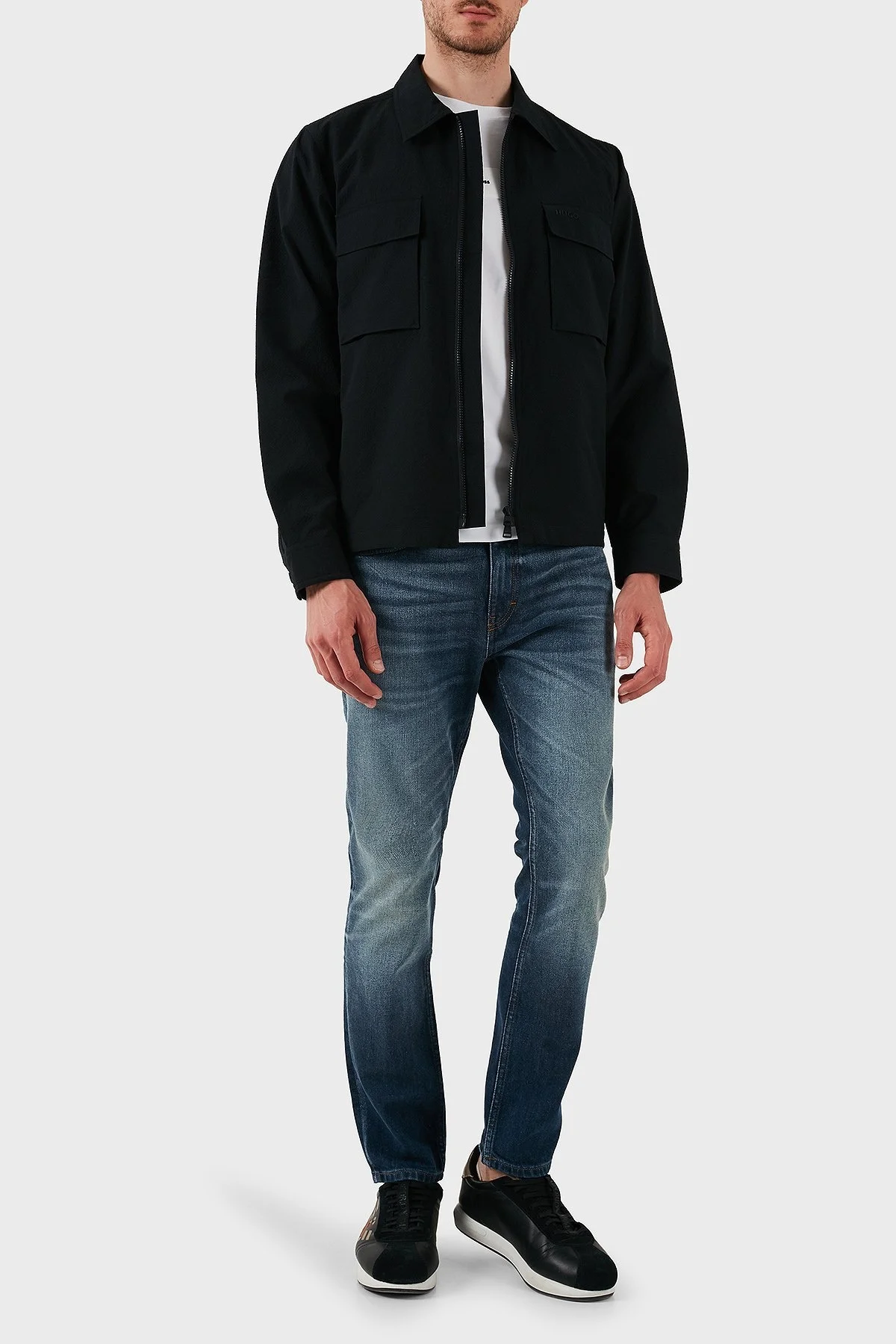 Hugo Oversize Fit Uzun Kollu Cepli Fermuarlı Erkek Gömlek 50539223 001 SİYAH - 2