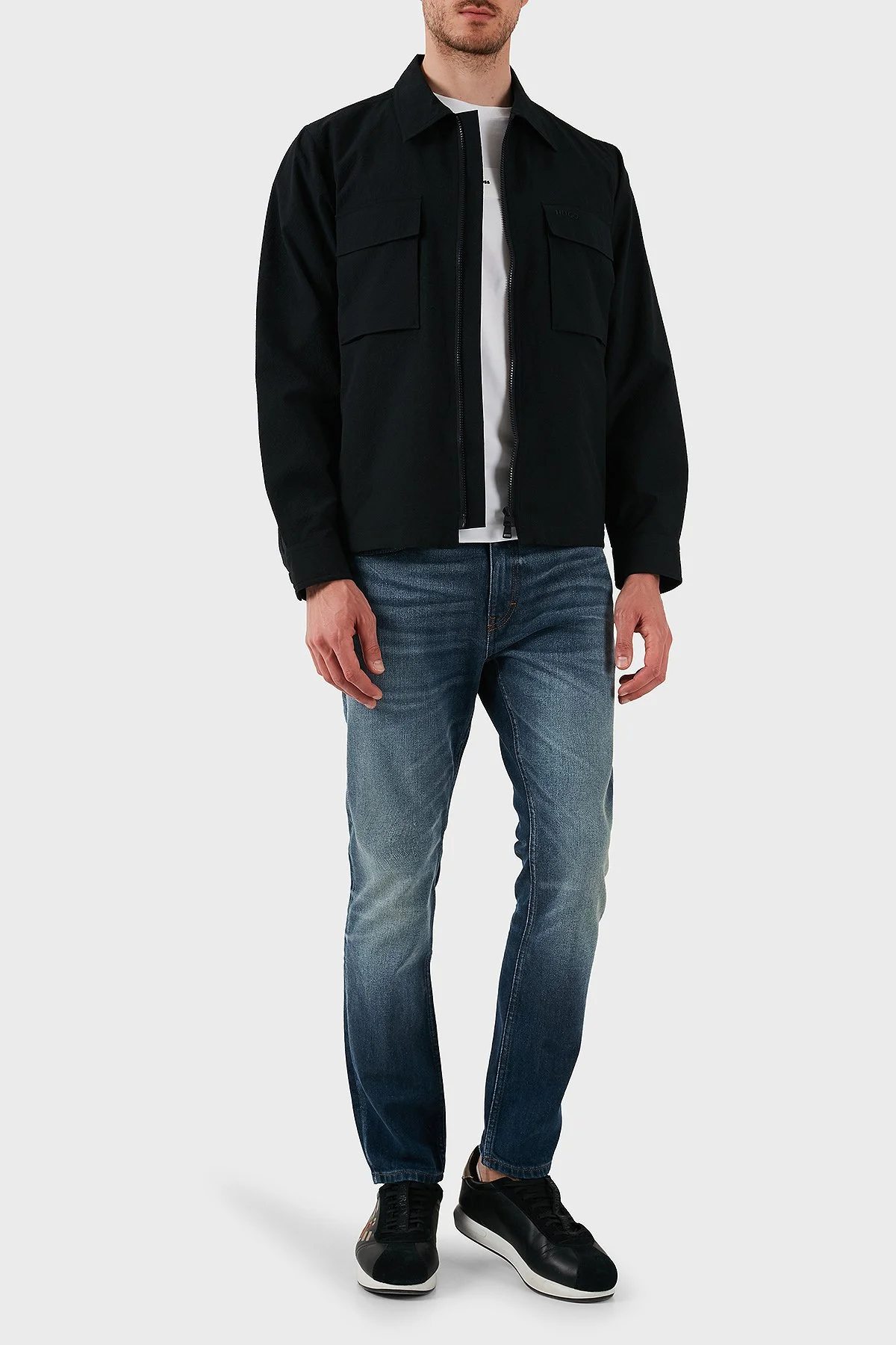 Hugo Oversize Fit Uzun Kollu Cepli Fermuarlı Erkek Gömlek 50539223 001 SİYAH - 2
