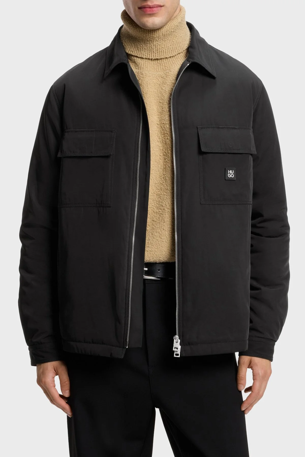 Hugo Oversize Fit Yaka Fermuarlı Erkek Gömlek 50570487 001 Siyah - 1