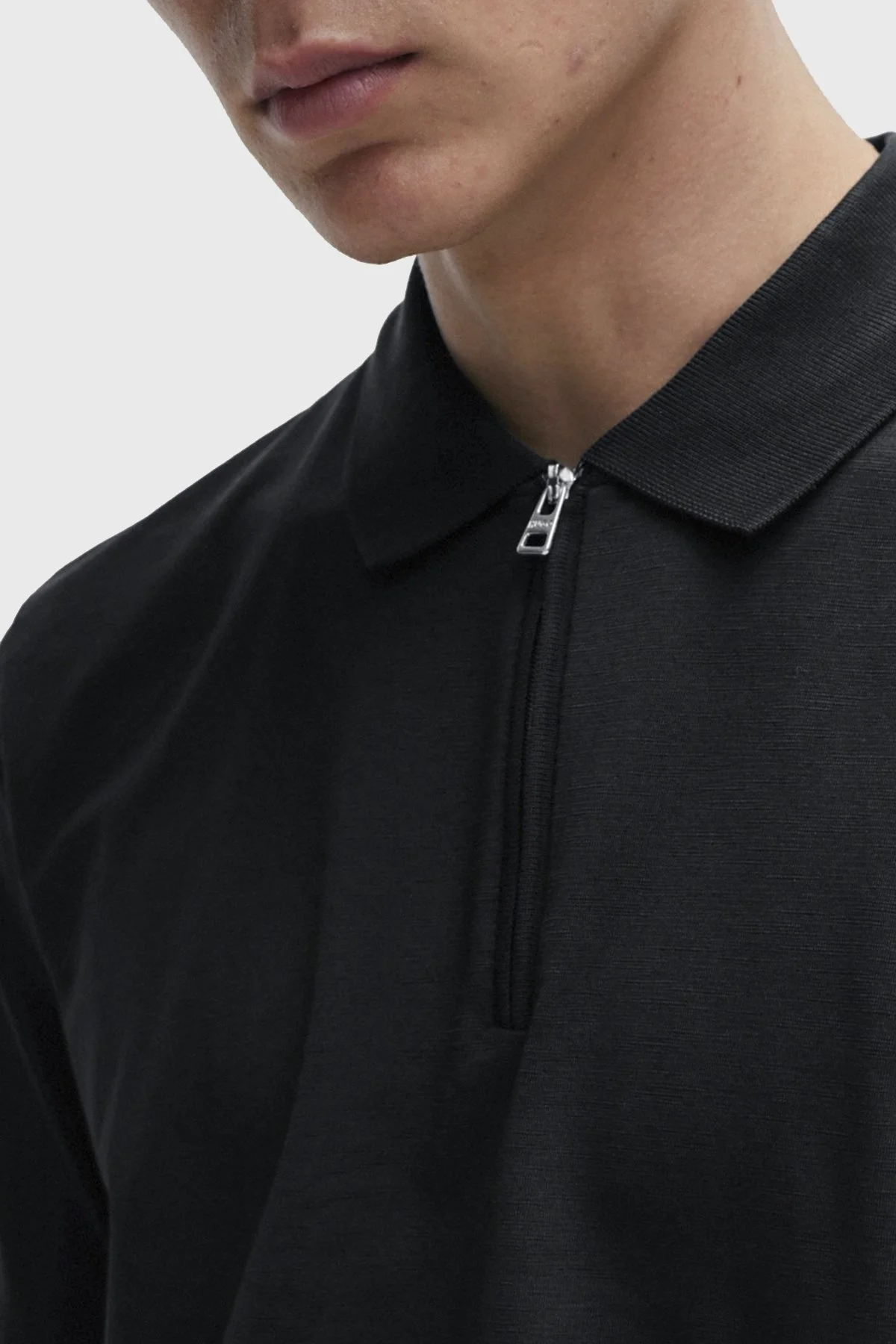 Hugo Pamuk Karışımlı Fermuarlı Erkek Polo Yaka T Shirt 50496003 001 SİYAH - 3