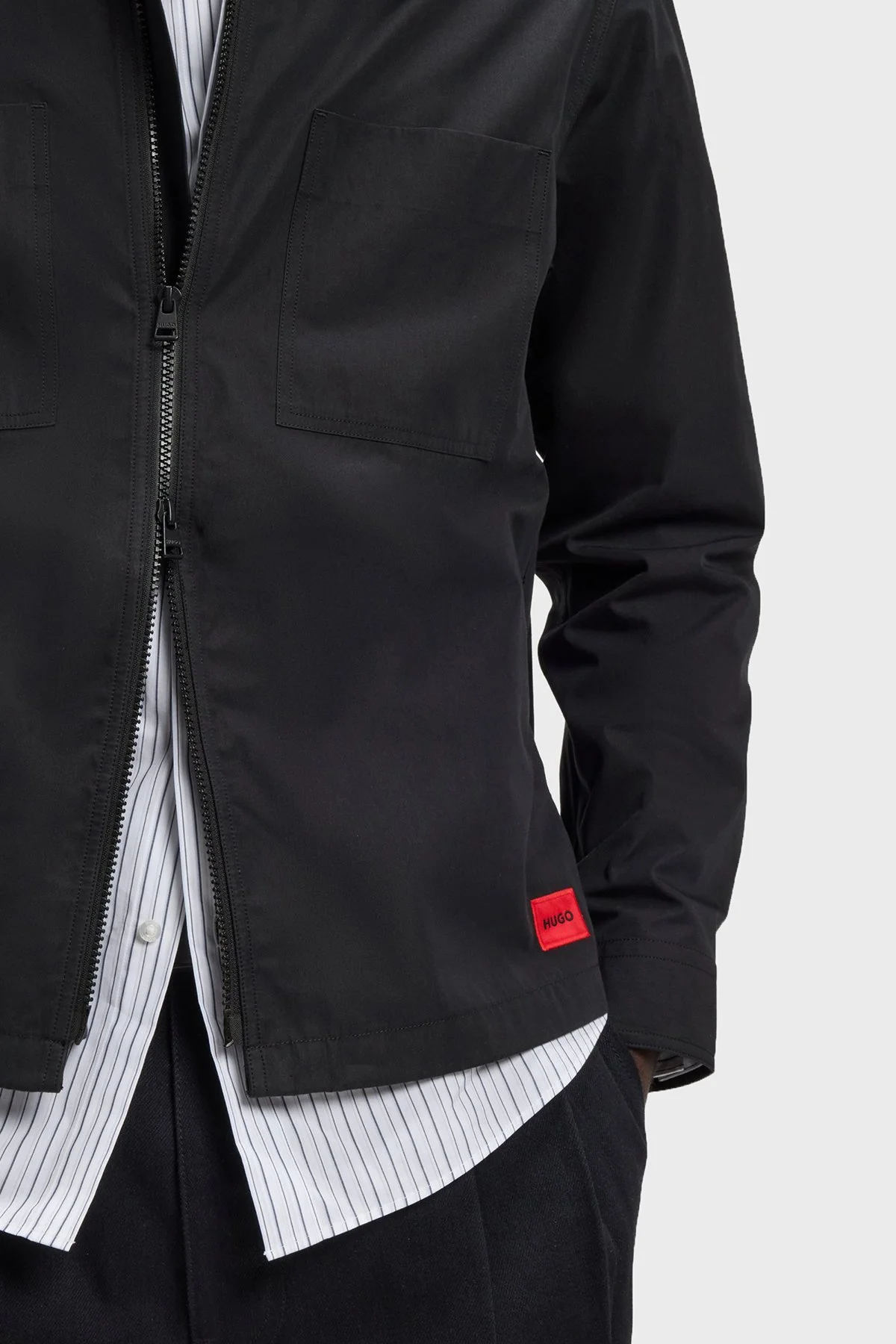 Hugo Pamuk Karışımlı Oversize Fit Fermuarlı Erkek Gömlek 50556274 001 SİYAH - 5
