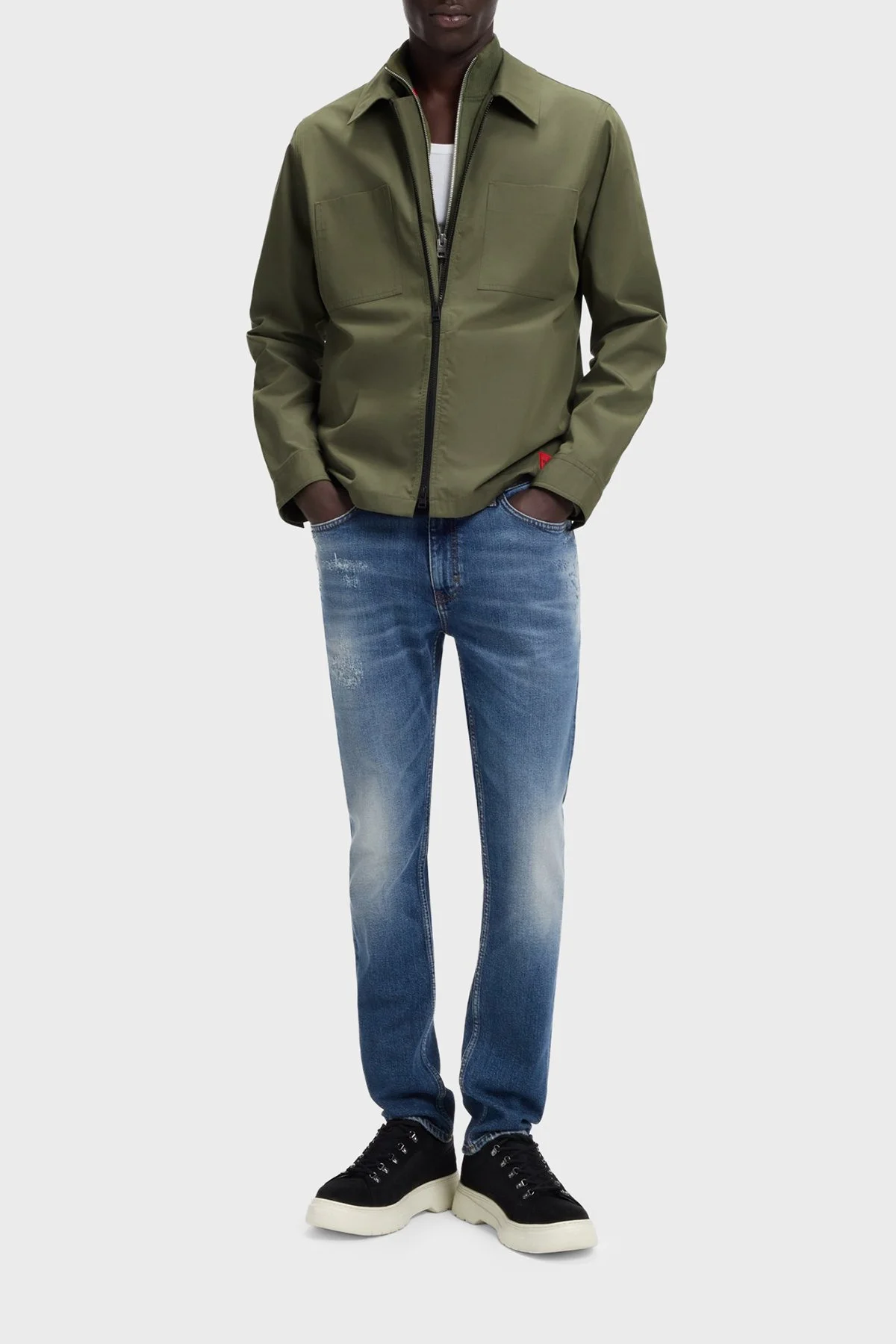 Hugo Pamuk Karışımlı Oversize Fit Fermuarlı Erkek Ceket 50556274 389 HAKİ - 2