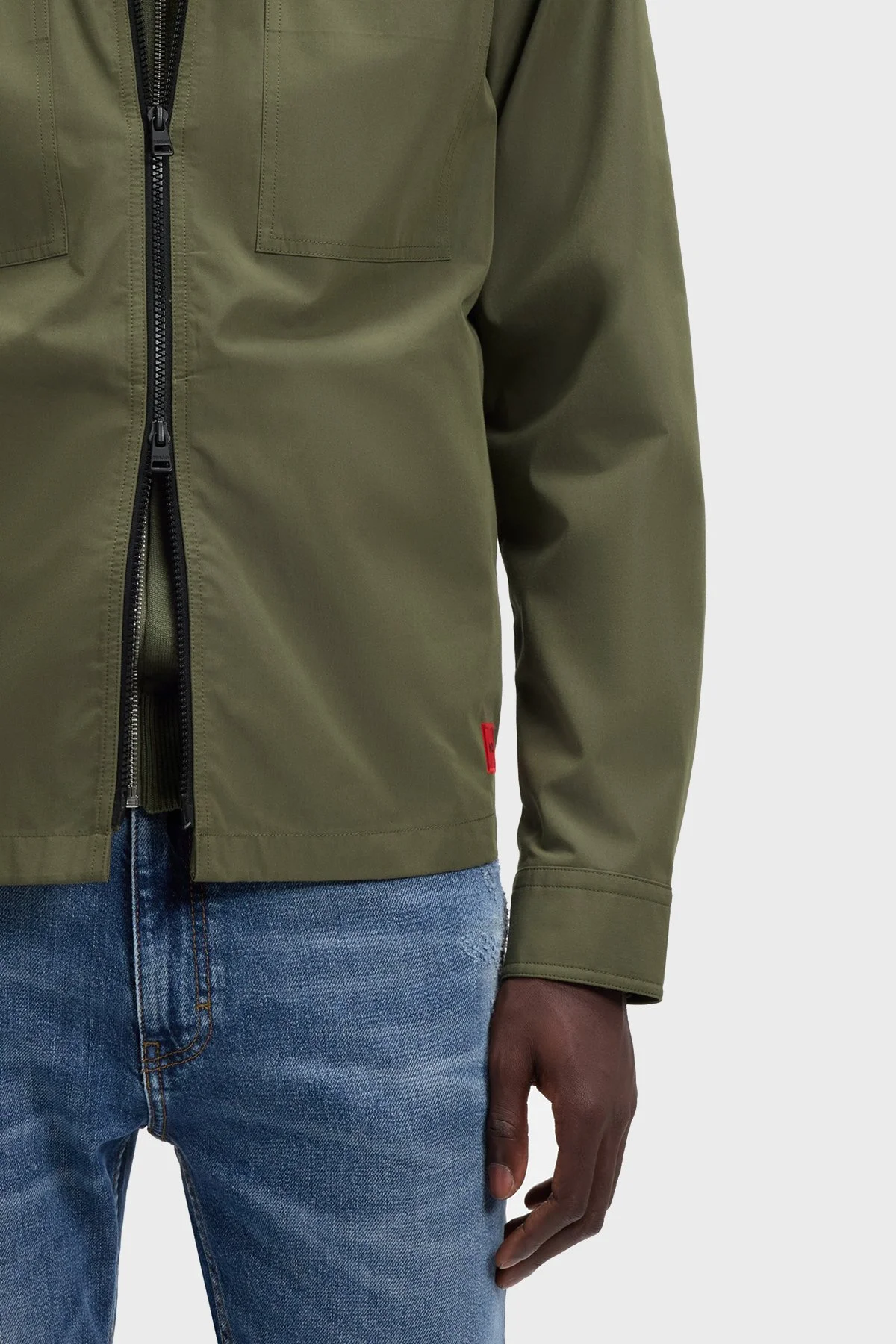 Hugo Pamuk Karışımlı Oversize Fit Fermuarlı Erkek Gömlek 50556274 389 HAKİ - 5