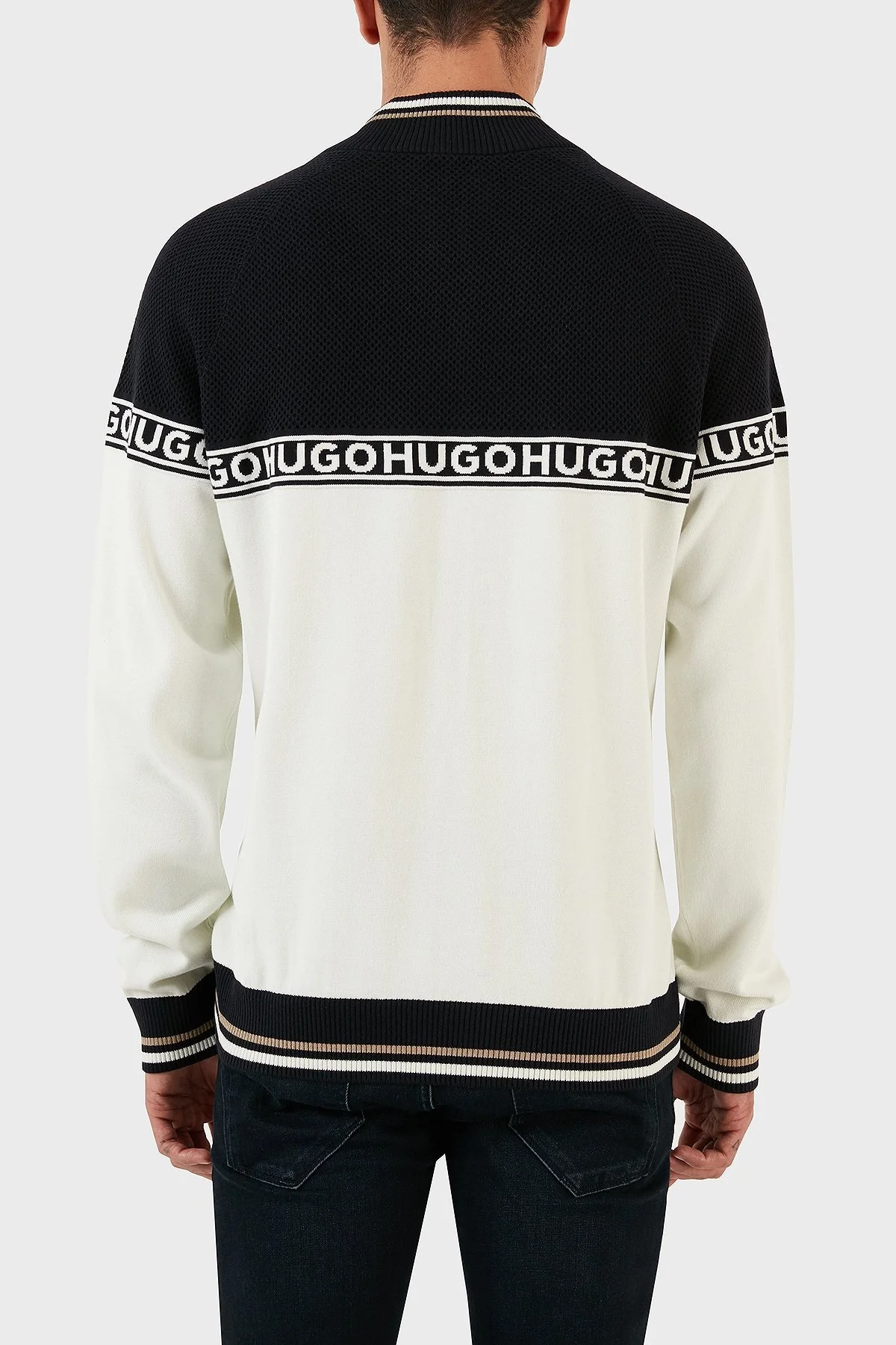 Hugo Pamuk ve İpek Karışımlı Regular Fit Yarım Fermuarlı Dik Yaka Erkek Kazak 50492800 410 LACİVERT - 2