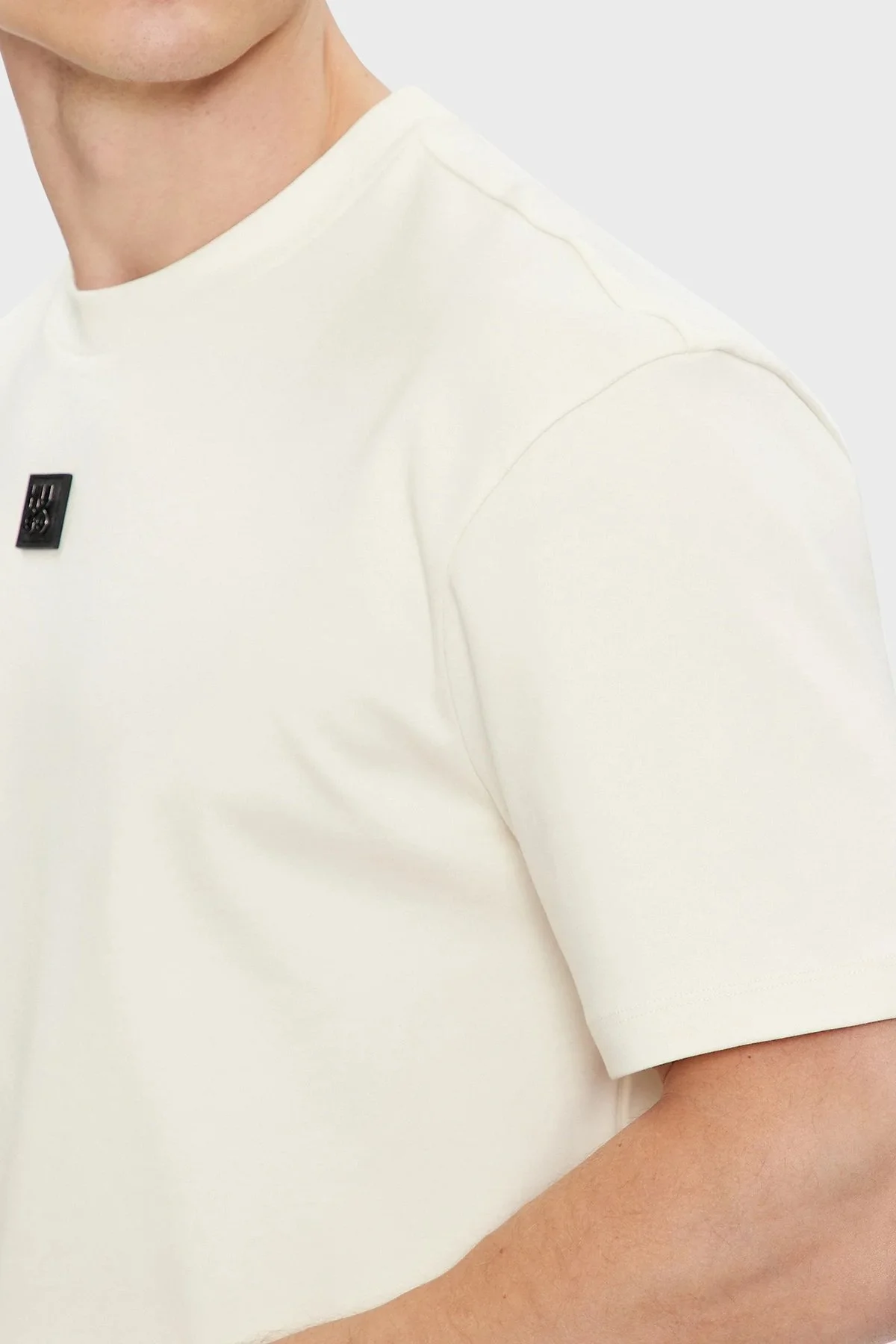 Hugo Pamuklu Bisiklet Yaka Regular Fit Erkek T Shirt 50505201 121 EKRU - 4