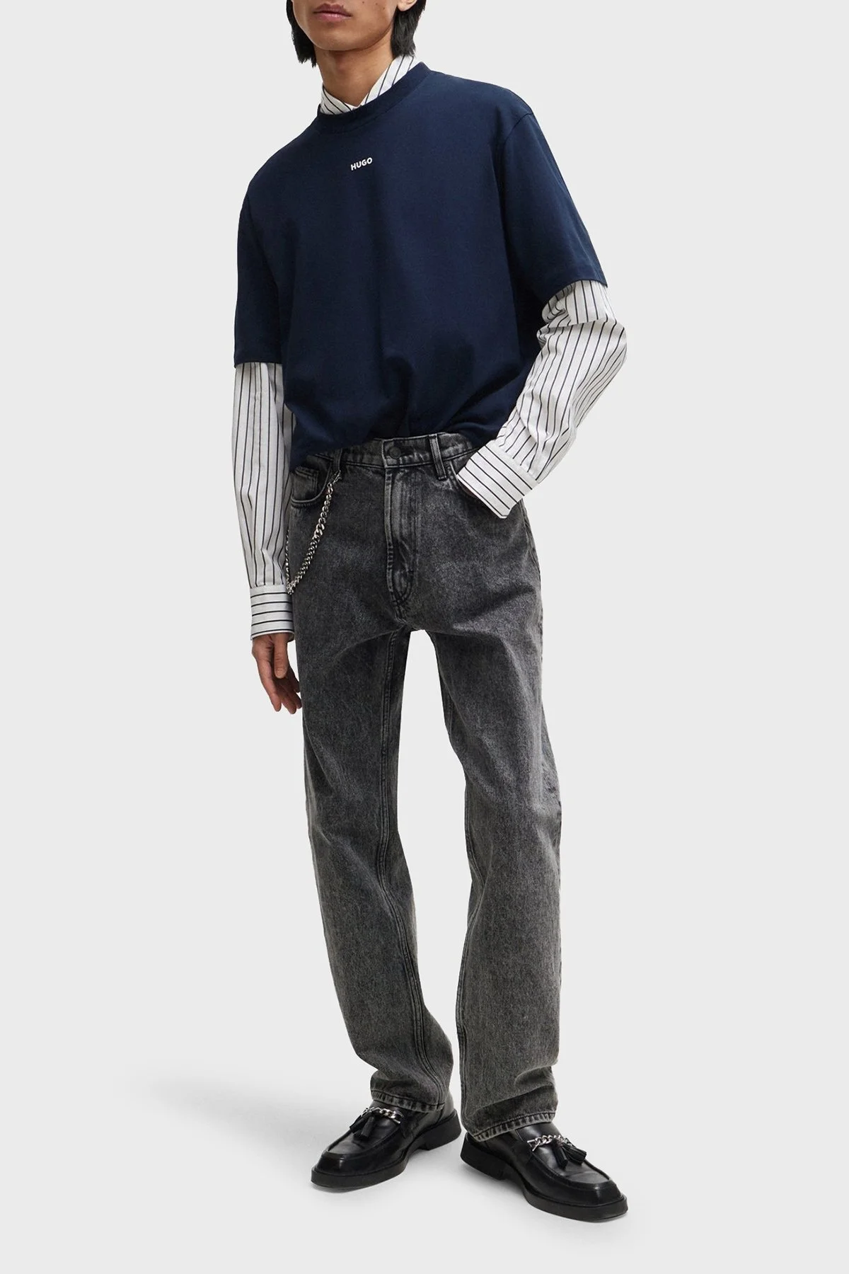 Hugo Pamuklu Bisiklet Yaka Relaxed Fit Erkek T Shirt 50488330 405 LACİVERT - 3