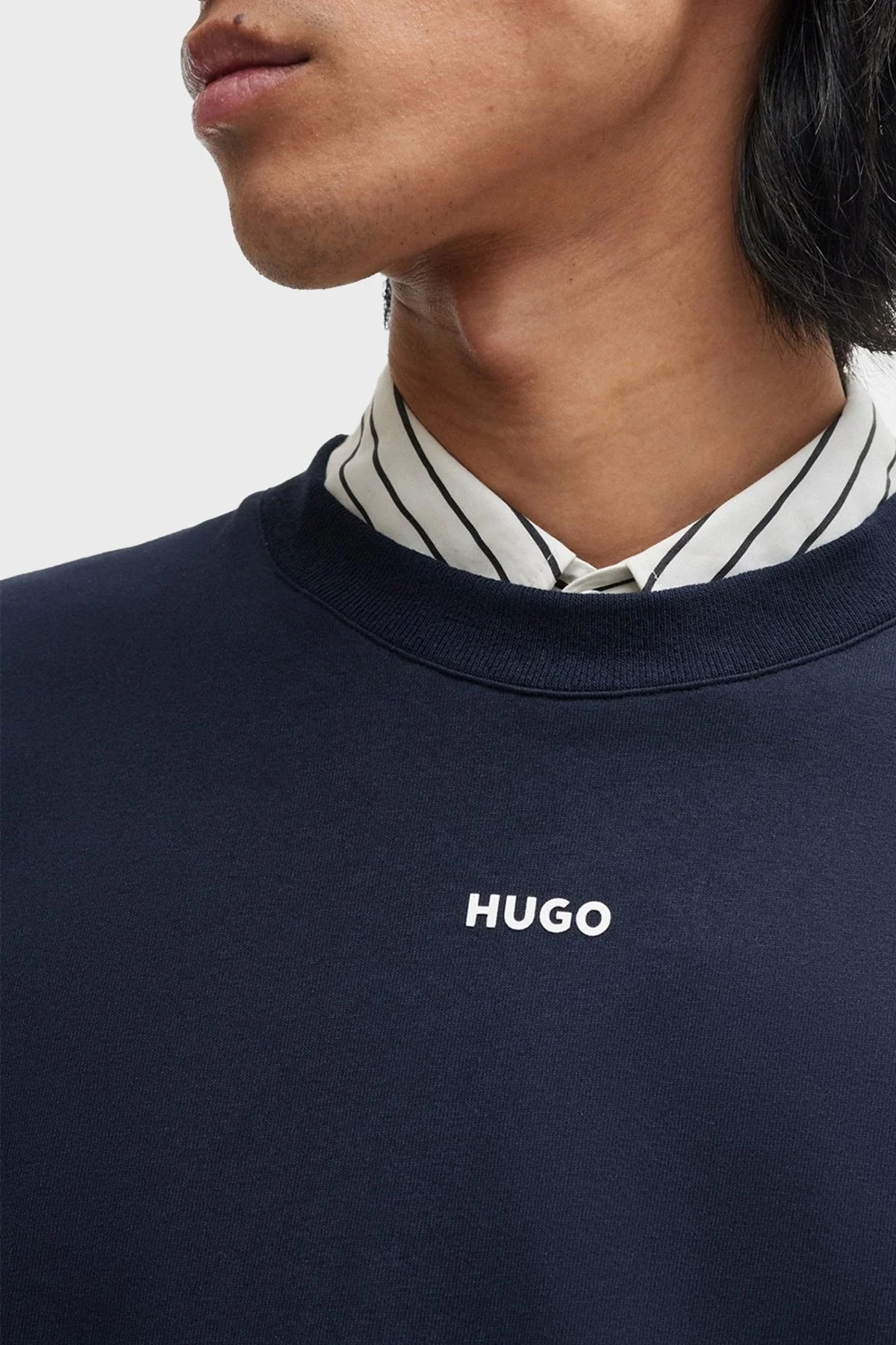 Hugo Pamuklu Bisiklet Yaka Relaxed Fit Erkek T Shirt 50488330 405 LACİVERT - 4