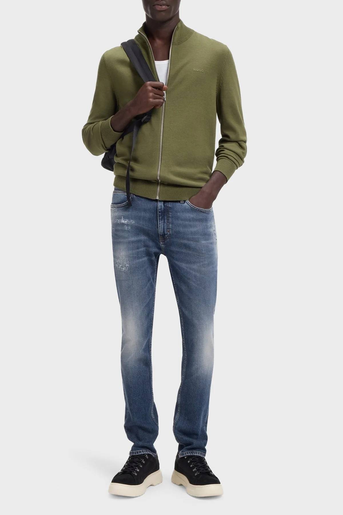 Hugo Pamuklu Esnek Kumaştan Slim Fit Dar Paça Jeans Erkek Kot Pantolon 50555182 413 LACİVERT - 2