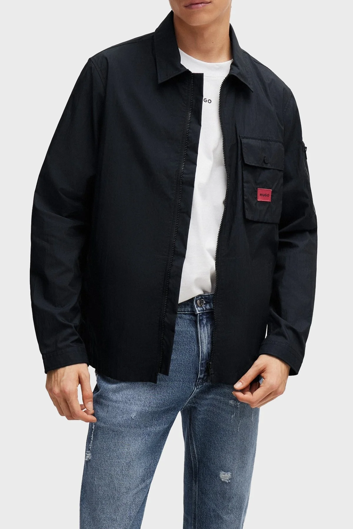 Hugo Pamuklu Fermuarlı Oversize Fit Erkek Gömlek 50482701 001 SİYAH - 1