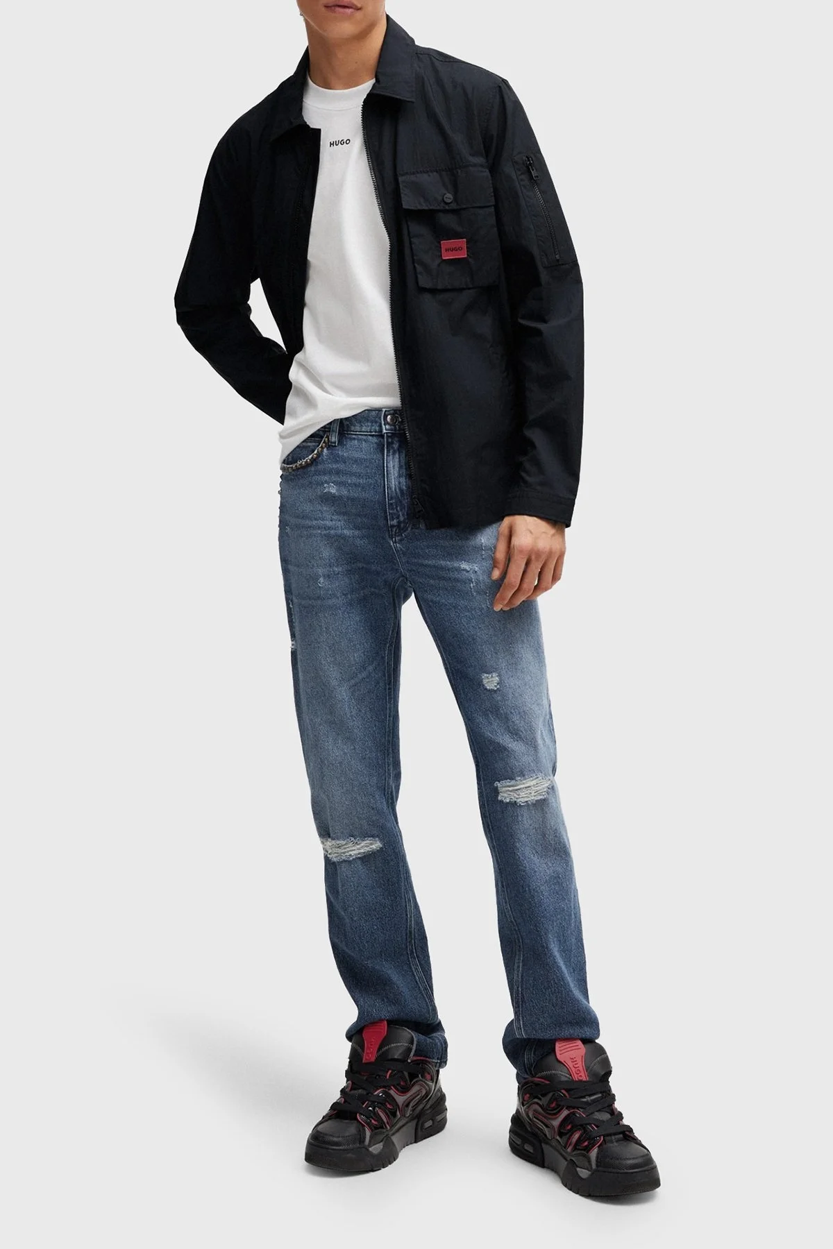 Hugo Pamuklu Fermuarlı Oversize Fit Erkek Gömlek 50482701 001 SİYAH - 2