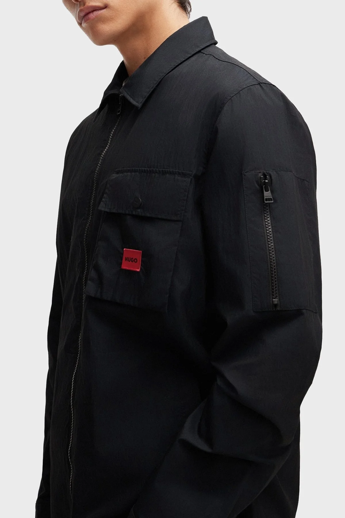 Hugo Pamuklu Fermuarlı Oversize Fit Erkek Gömlek 50482701 001 SİYAH - 3