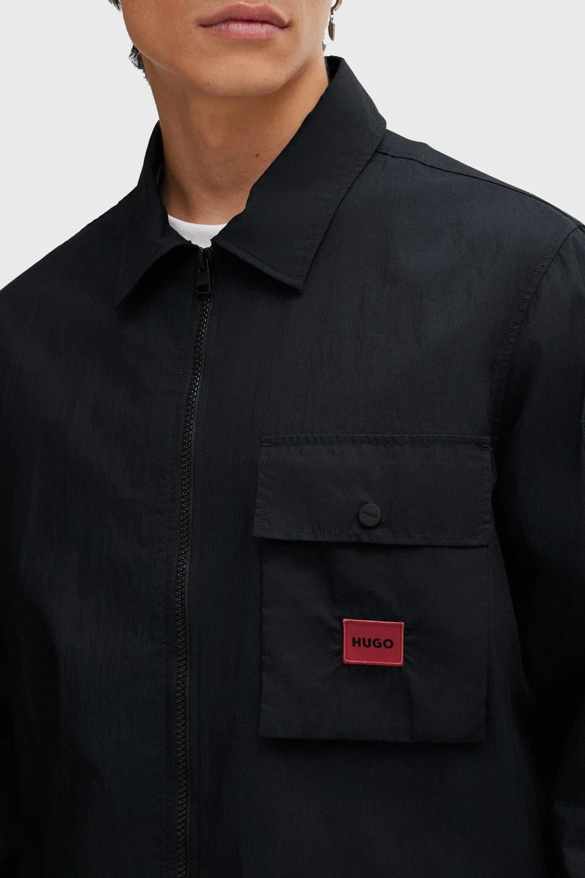 Hugo Pamuklu Fermuarlı Oversize Fit Erkek Gömlek 50482701 001 SİYAH - 5