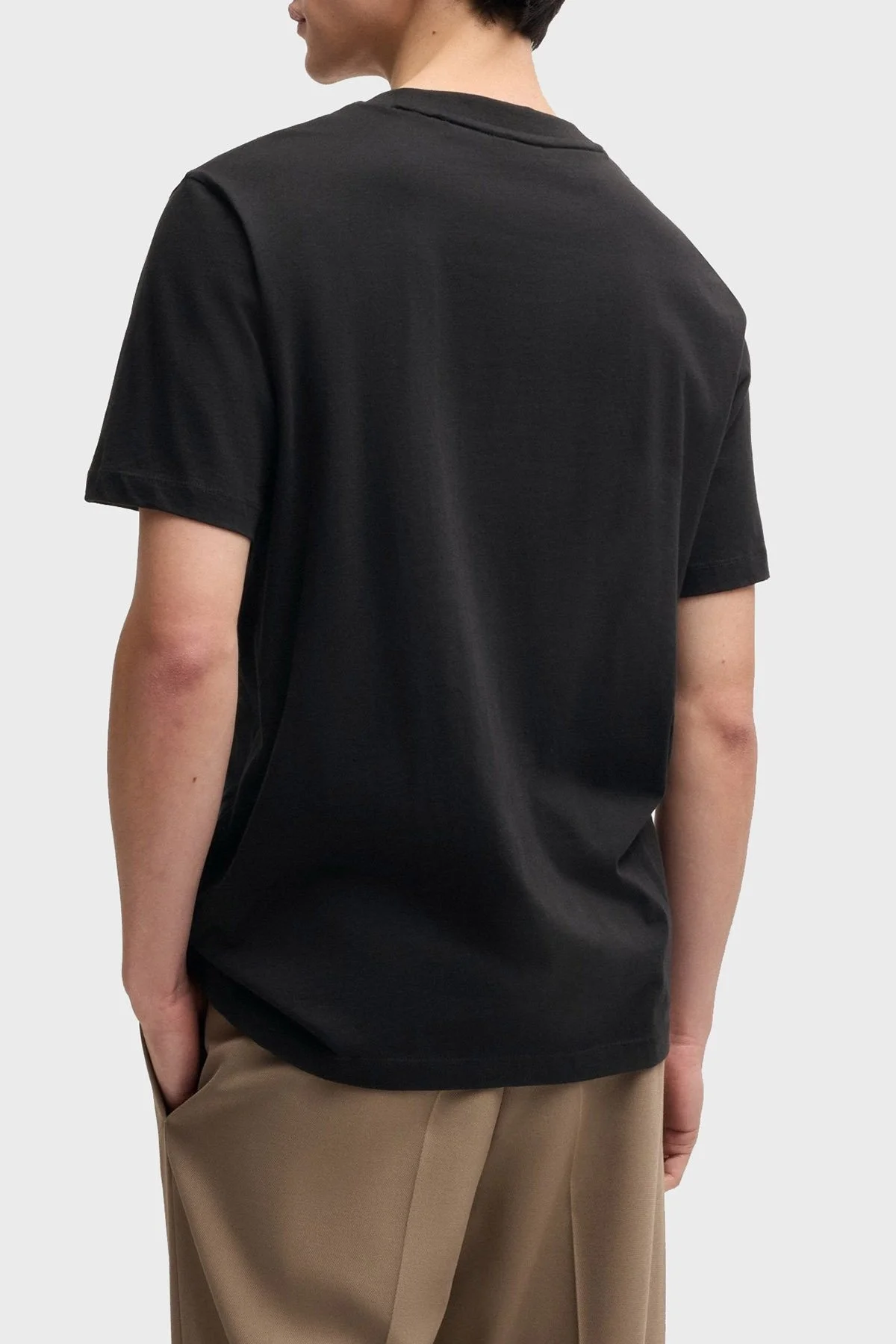 Hugo Pamuklu Geometrik Logo Nakışlı Regular Fit Bisiklet Yaka Erkek T Shirt 50534934 001 SİYAH - 3