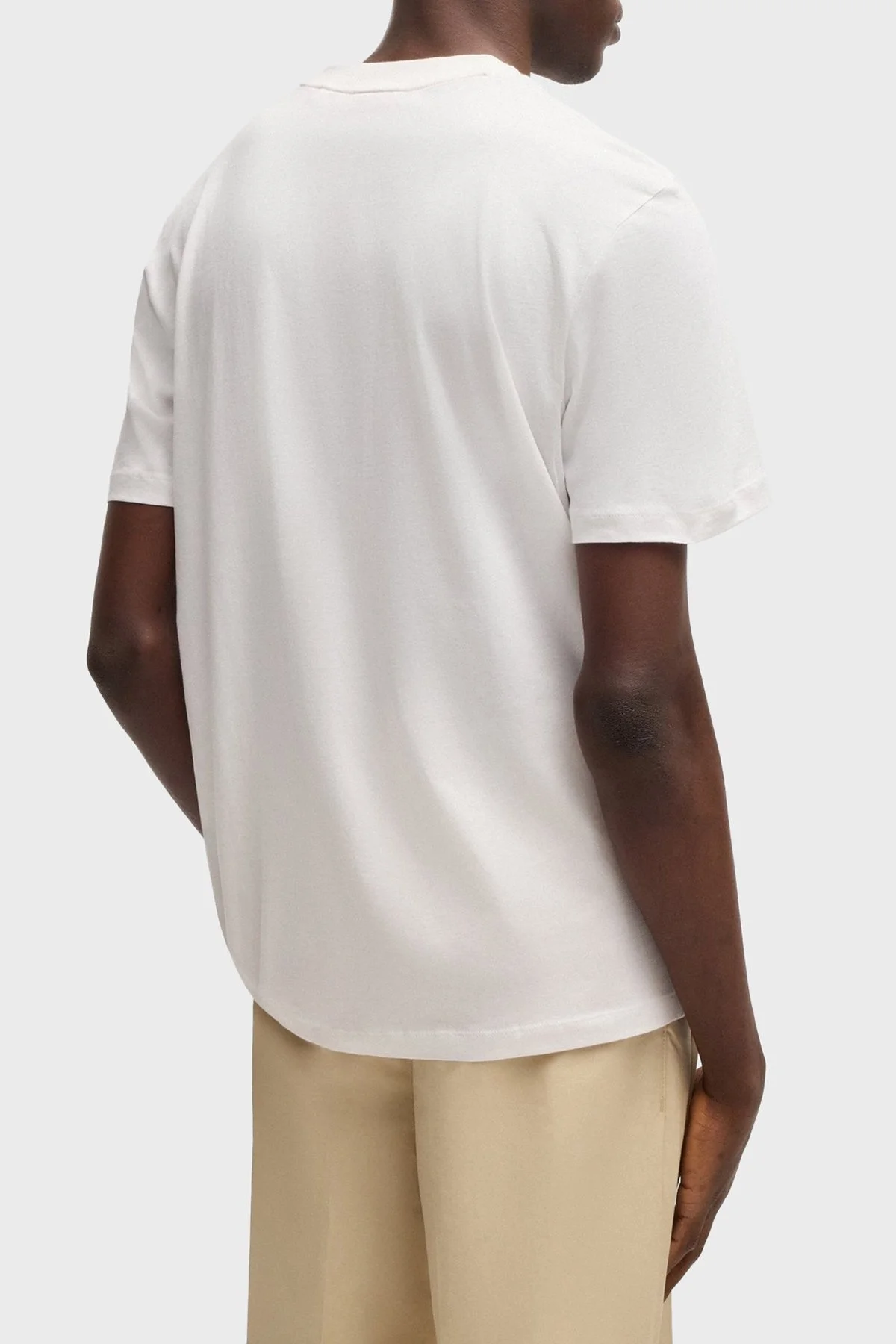 Hugo Pamuklu Geometrik Logo Nakışlı Regular Fit Bisiklet Yaka Erkek T Shirt 50534934 102 BEYAZ - 3