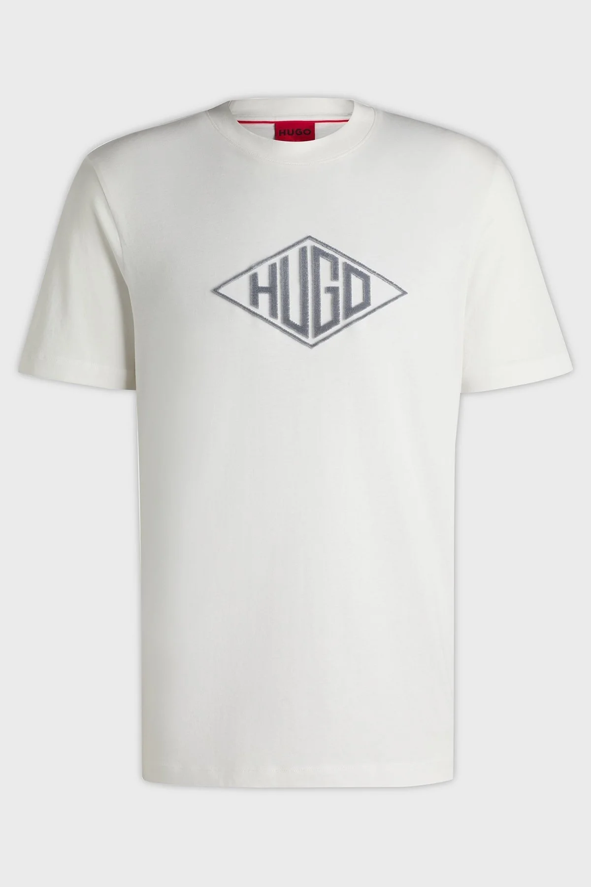 Hugo Pamuklu Geometrik Logo Nakışlı Regular Fit Bisiklet Yaka Erkek T Shirt 50534934 102 BEYAZ - 5