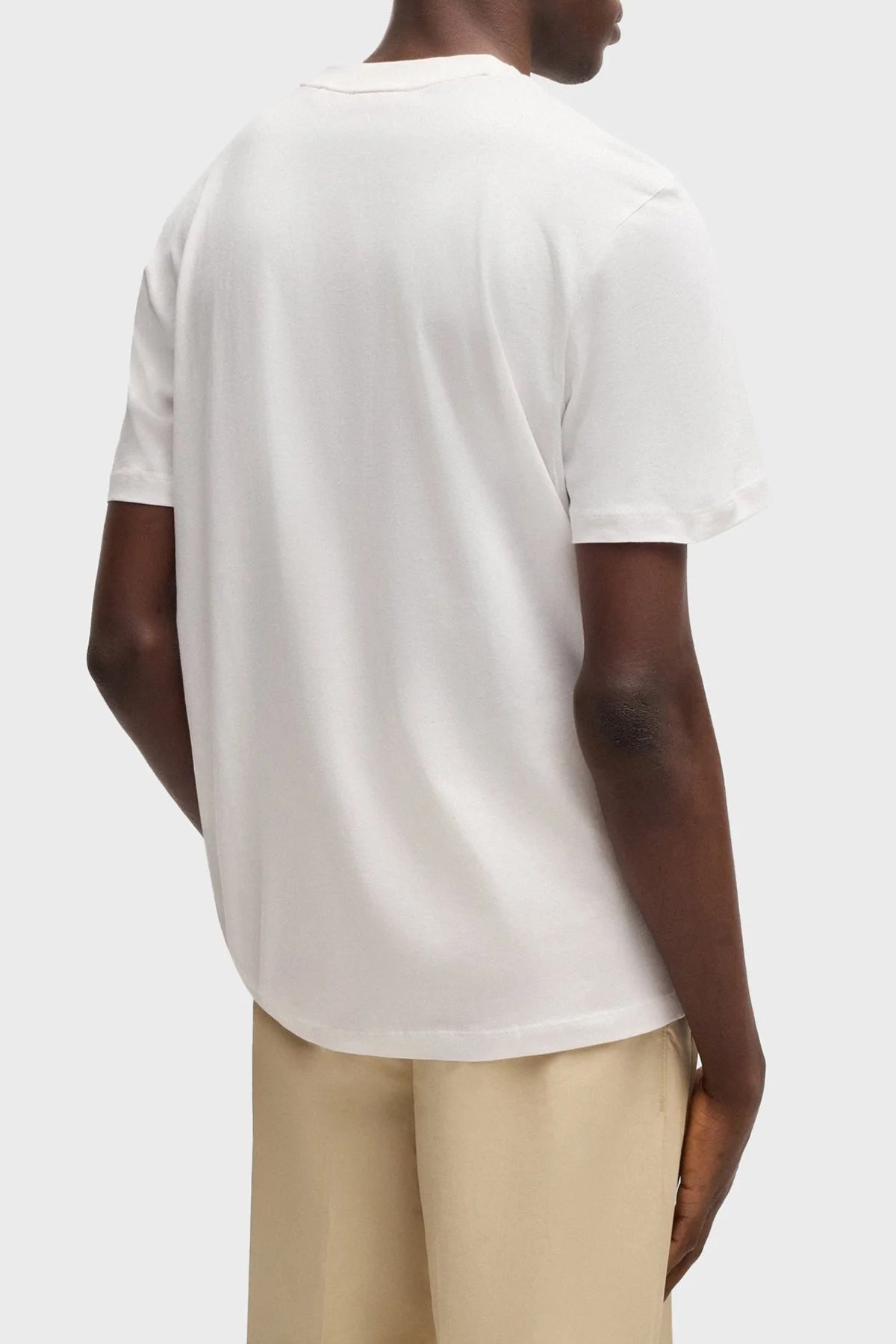 Hugo Pamuklu Geometrik Logo Nakışlı Regular Fit Bisiklet Yaka Erkek T Shirt 50534934 102 BEYAZ - 3