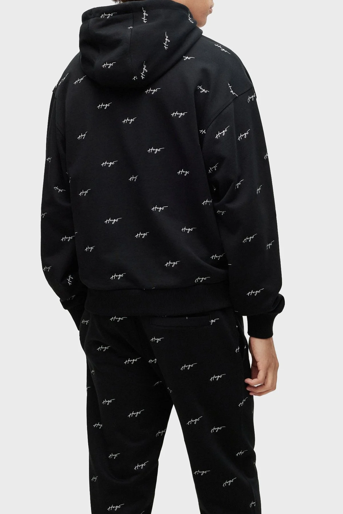 Hugo Pamuklu Havlu Kumaştan El Yazısı Logolu Cepli Relaxed Fit Erkek Sweat 50486459 001 SİYAH - 3