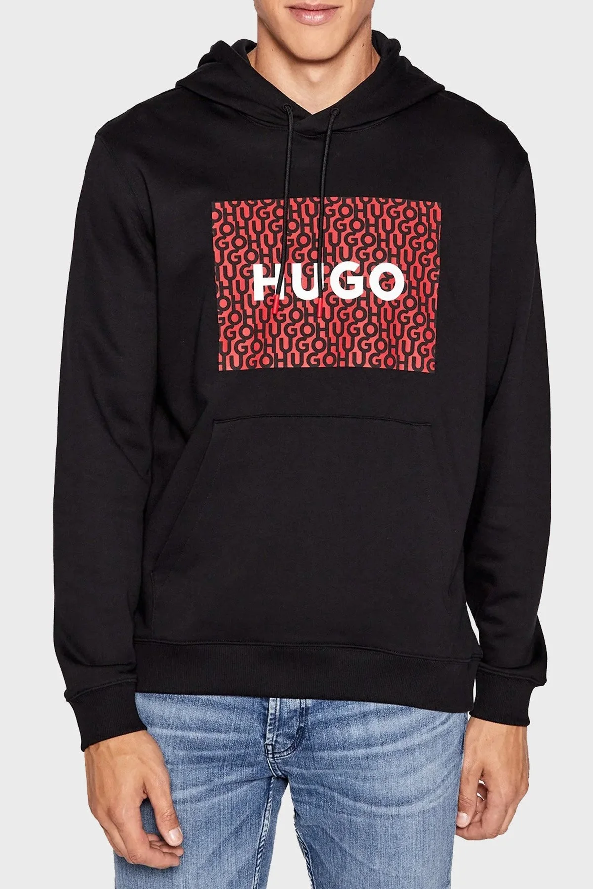 Hugo Pamuklu Kanguru Cepli Relaxed Fit Kapüşonlu Erkek Sweat 50473875 001 SİYAH - 1