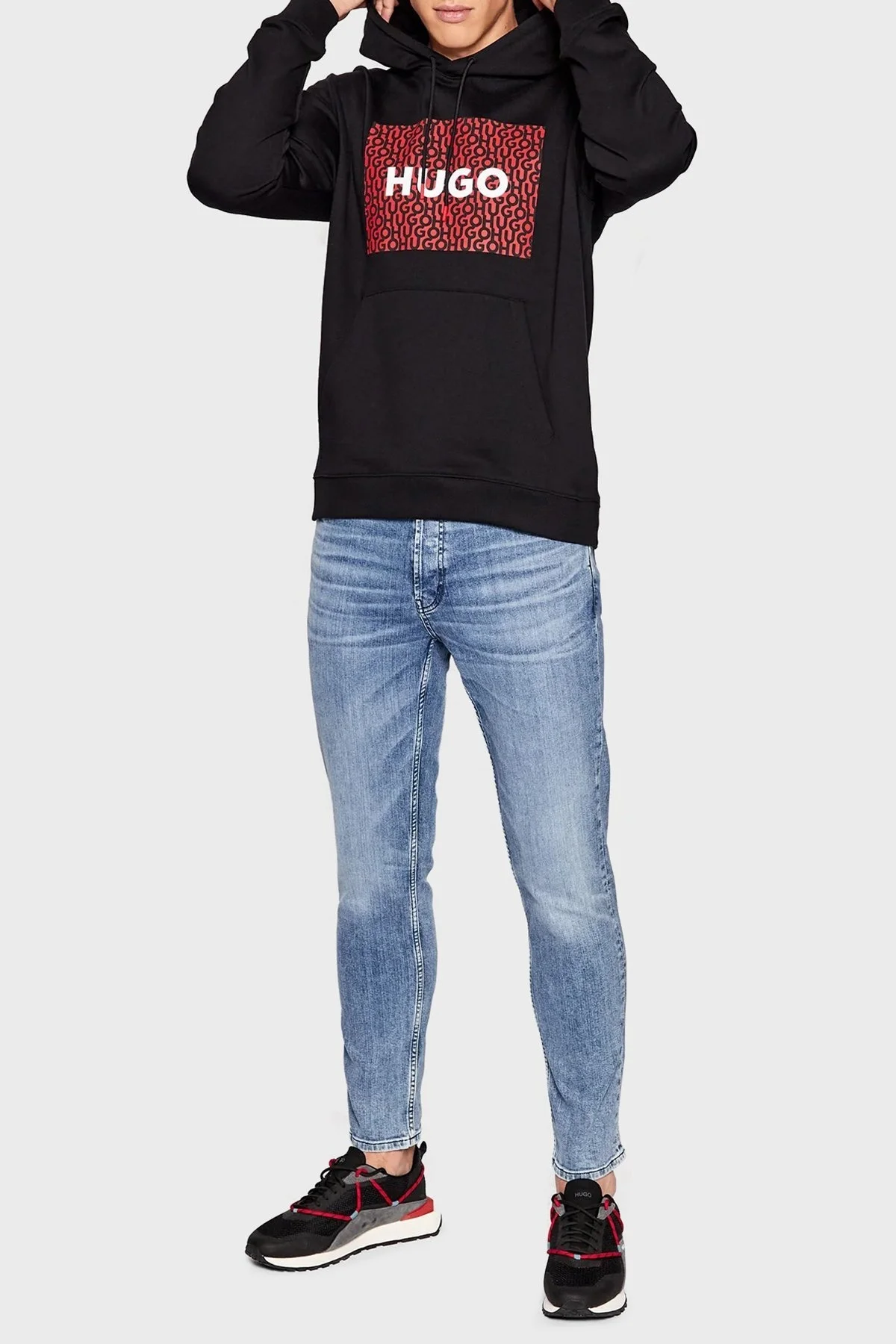 Hugo Pamuklu Kanguru Cepli Relaxed Fit Kapüşonlu Erkek Sweat 50473875 001 SİYAH - 4