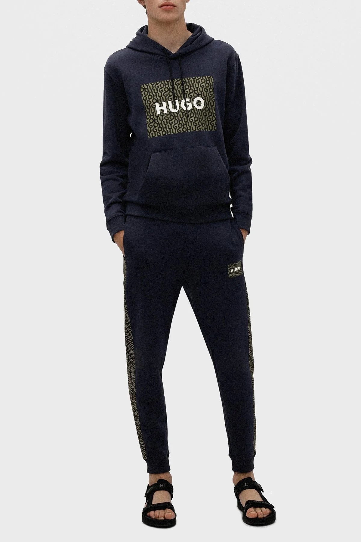 Hugo Pamuklu Kanguru Cepli Relaxed Fit Kapüşonlu Erkek Sweat 50473875 405 LACİVERT - 2