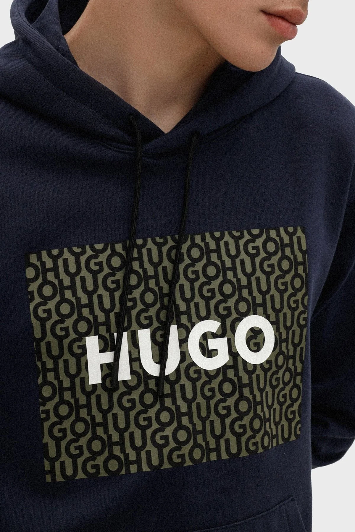 Hugo Pamuklu Kanguru Cepli Relaxed Fit Kapüşonlu Erkek Sweat 50473875 405 LACİVERT - 4