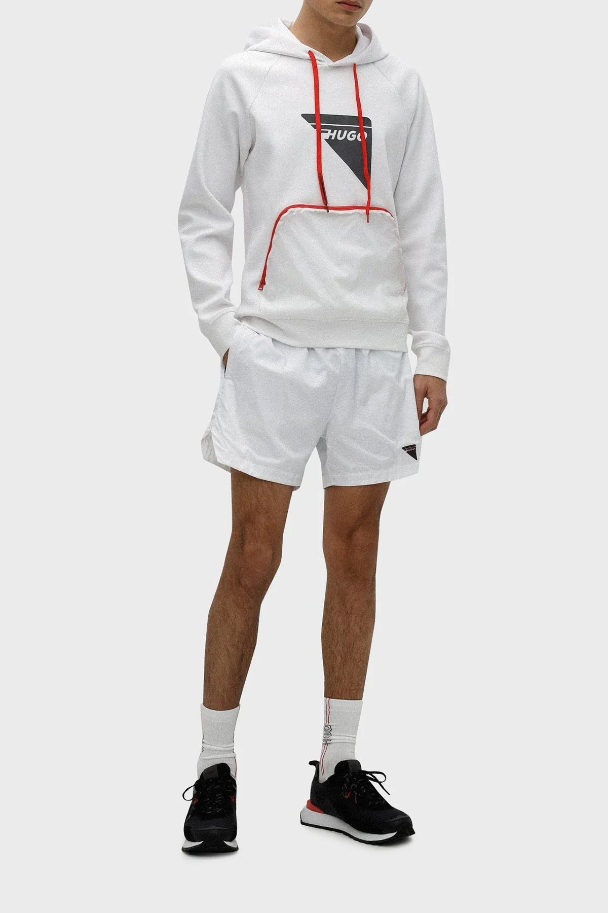 Hugo Pamuklu Kanguru Cepli Slim Fit Kapüşonlu Erkek Sweat 50472920 100 BEYAZ - 2