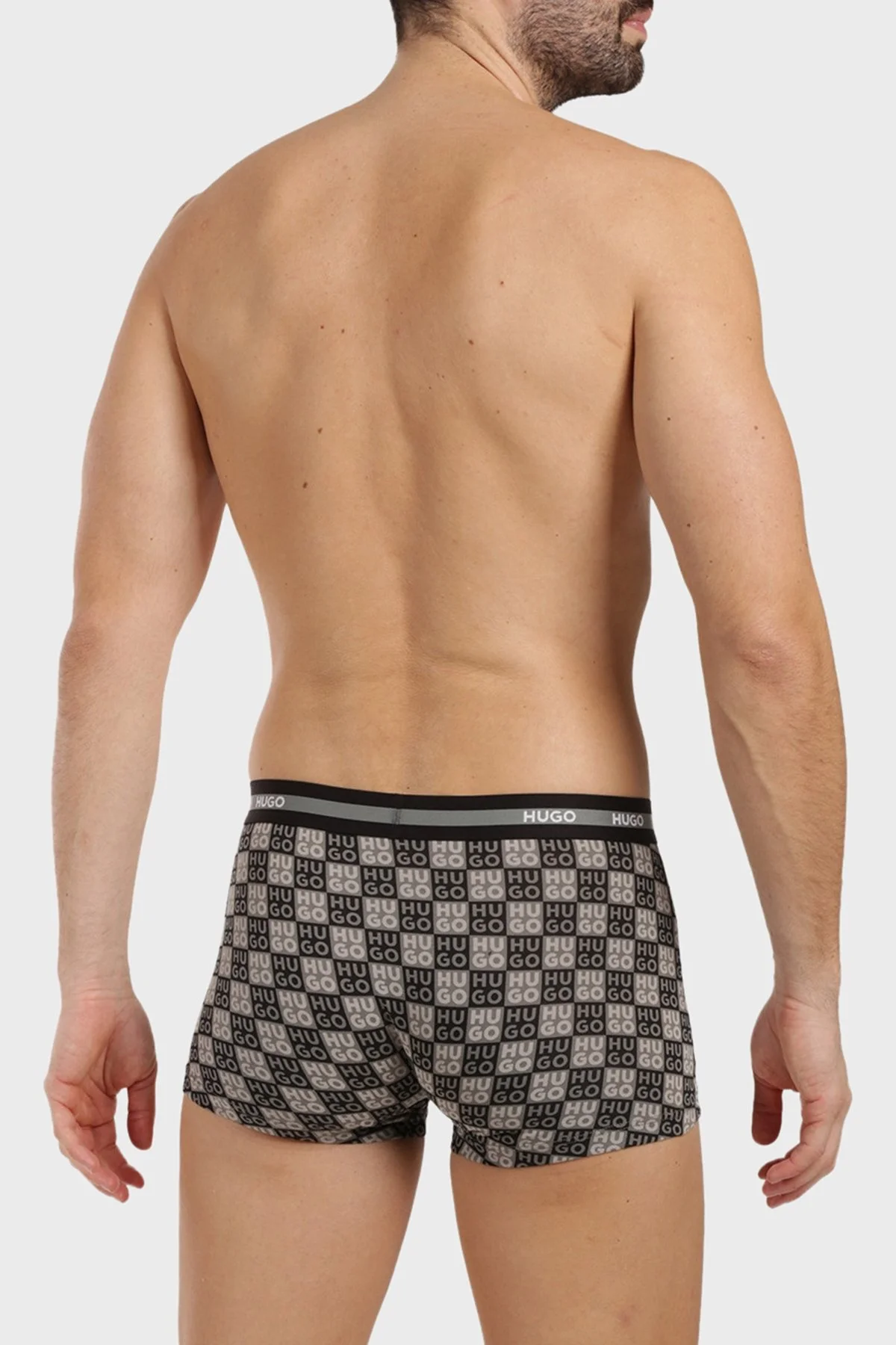 Hugo Pamuklu Logolu 3 Pack Erkek Boxer 50545668 996 SİYAH HAKİ ANTRASİT - 4