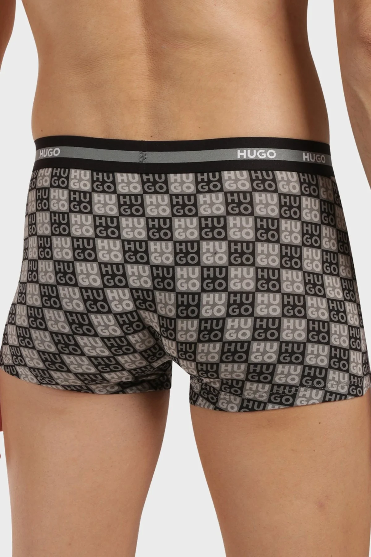 Hugo Pamuklu Logolu 3 Pack Erkek Boxer 50545668 996 SİYAH HAKİ ANTRASİT - 7