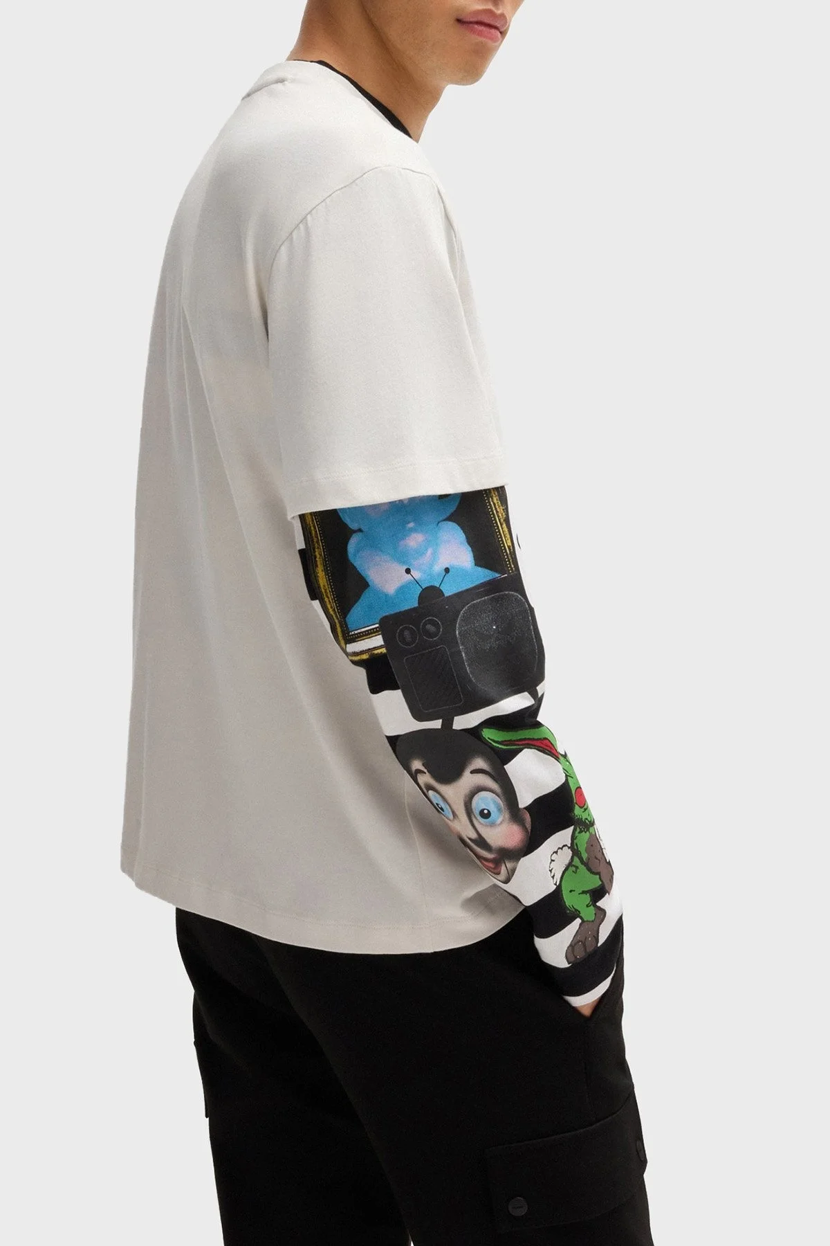 Hugo Pamuklu Logolu Regular Fit Bisiklet Yaka Jarse Erkek T Shirt 50521076 101 BEYAZ - 7