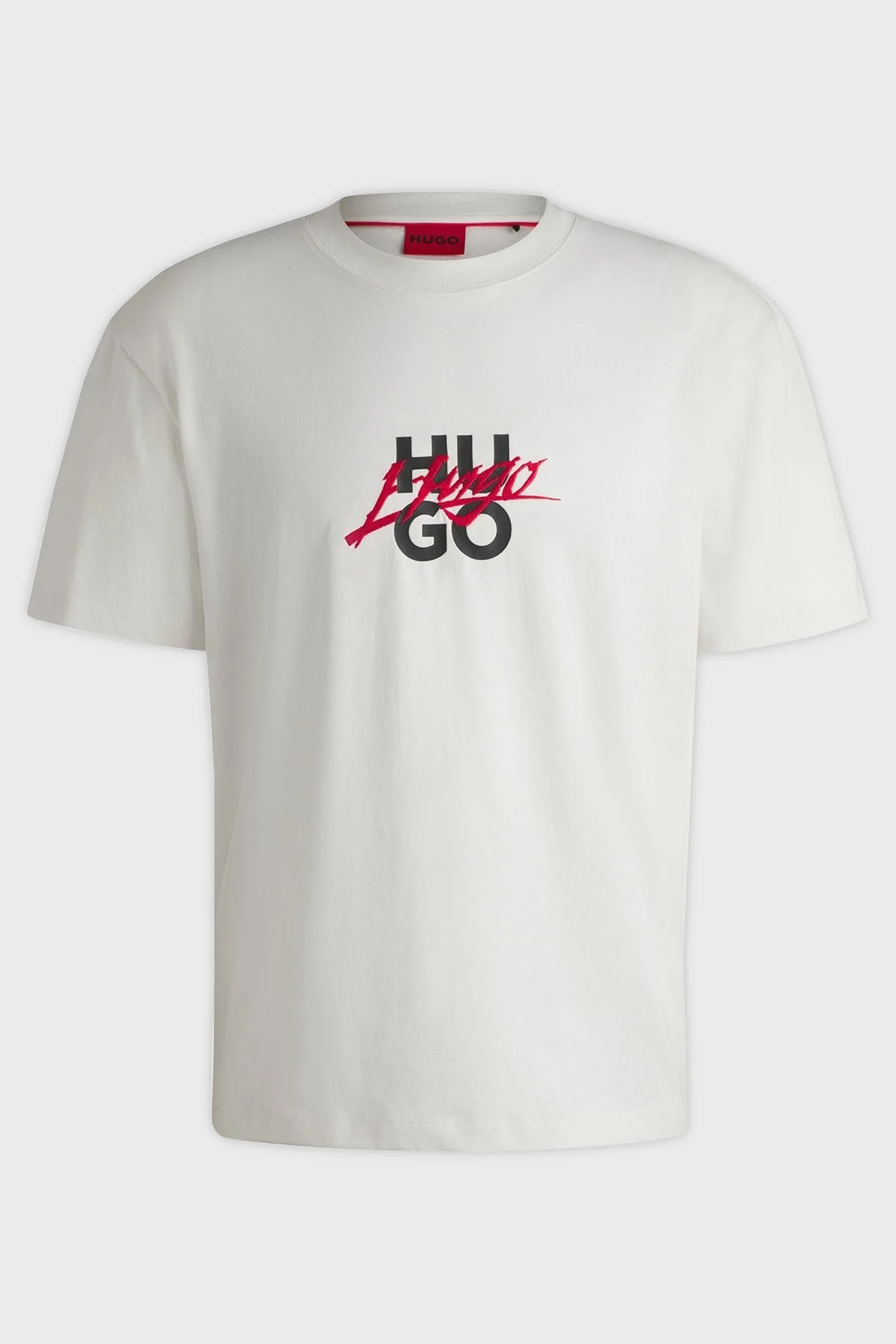 Hugo Pamuklu Logolu Regular Fit Bisiklet Yaka Jarse Erkek T Shirt 50521076 101 BEYAZ - 10