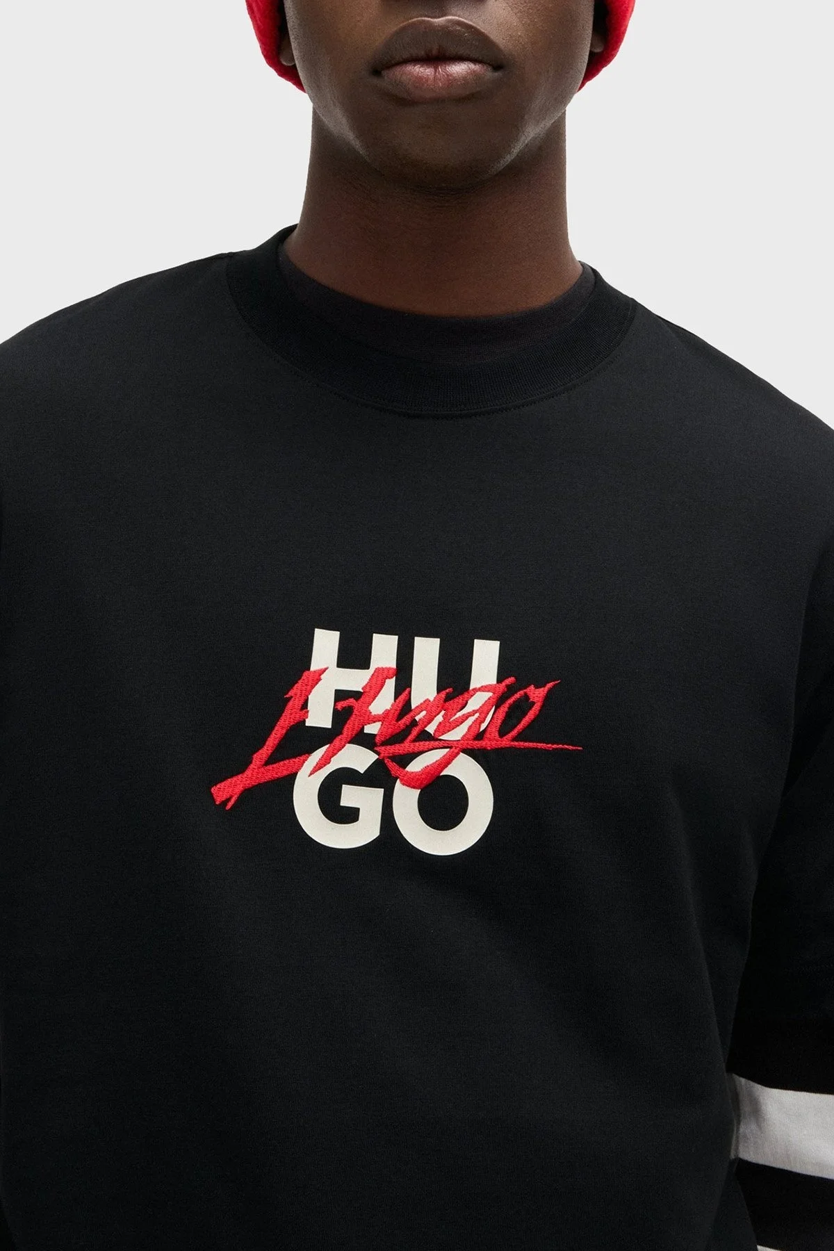 Hugo Pamuklu Logolu Regular Fit Jarse Erkek T Shirt 50521076 001 SİYAH - 4