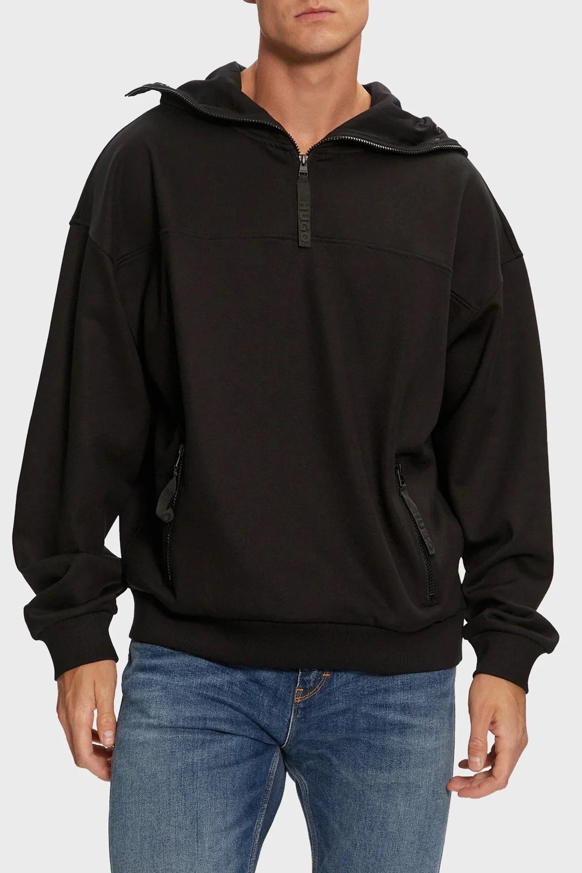 Hugo Pamuklu Logolu Regular Fit Kapüşonlu Yaka Erkek Sweat 50521792 001 SİYAH - 1