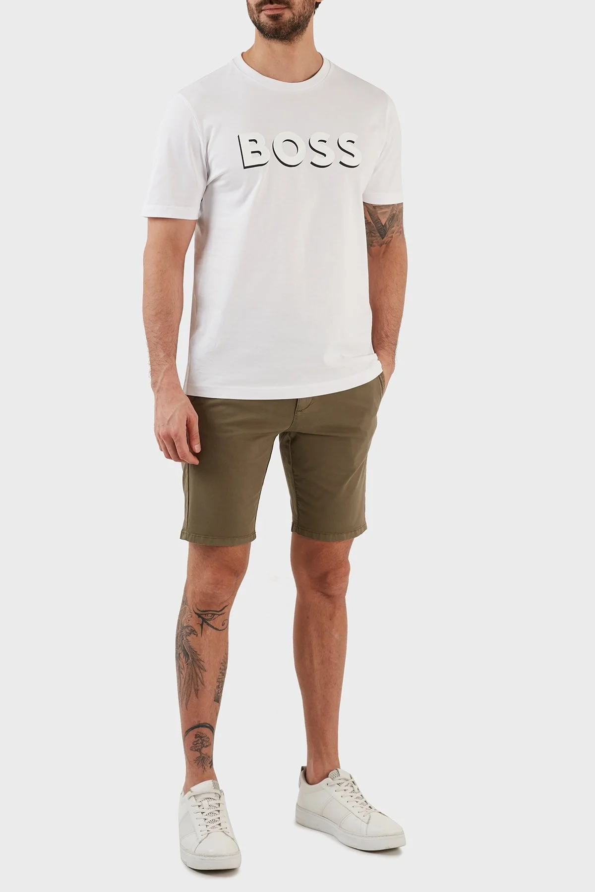 Hugo Pamuklu Normal Bel Slim Fit Chino Erkek Short 50471182 345 HAKİ - 1