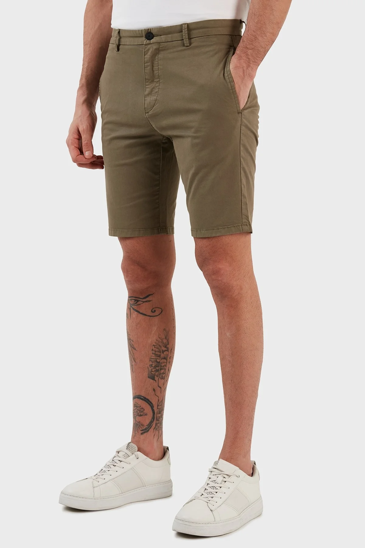 Hugo Pamuklu Normal Bel Slim Fit Chino Erkek Short 50471182 345 HAKİ - 4