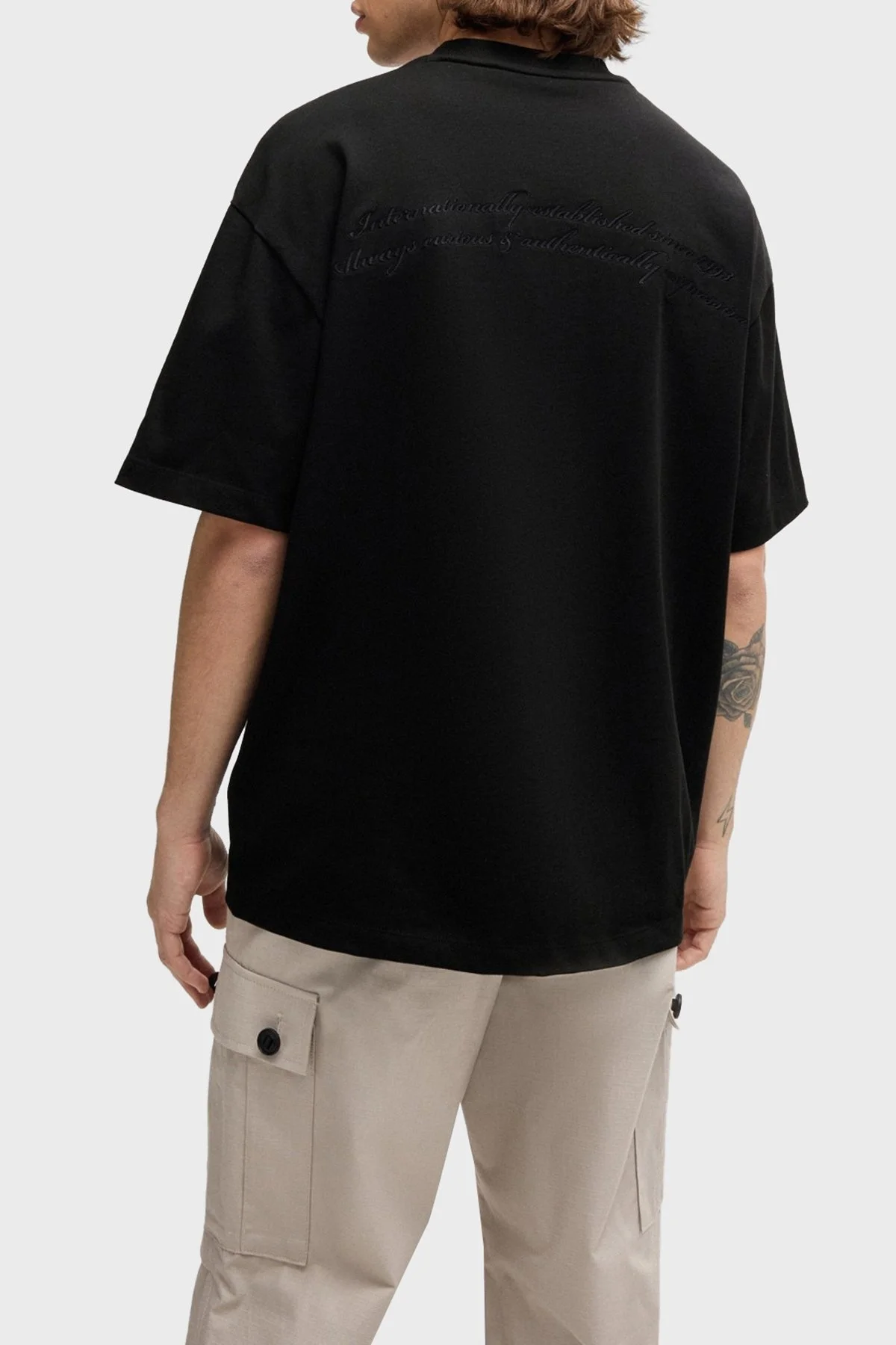 Hugo Pamuklu Oversize Fit Bisiklet Yaka Erkek T Shirt 50513830 001 SİYAH - 3