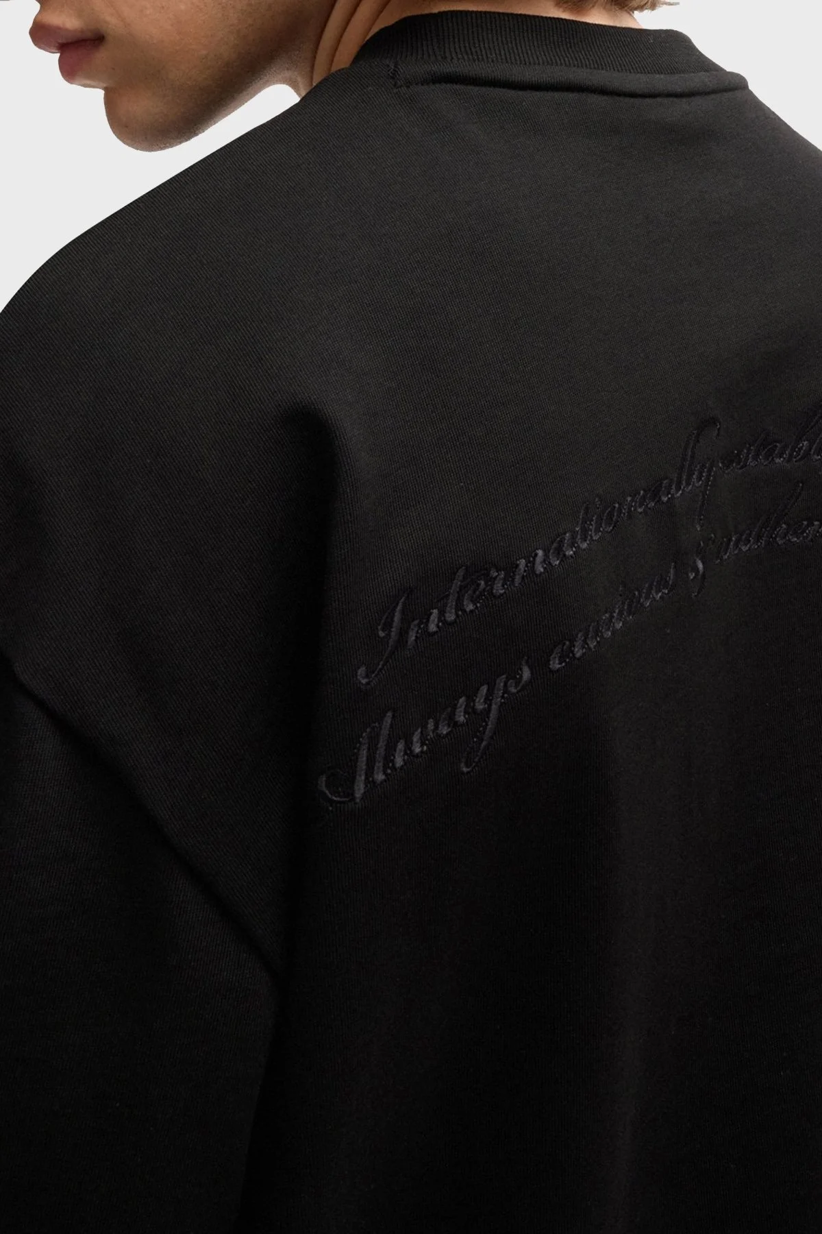 Hugo Pamuklu Oversize Fit Bisiklet Yaka Erkek T Shirt 50513830 001 SİYAH - 4