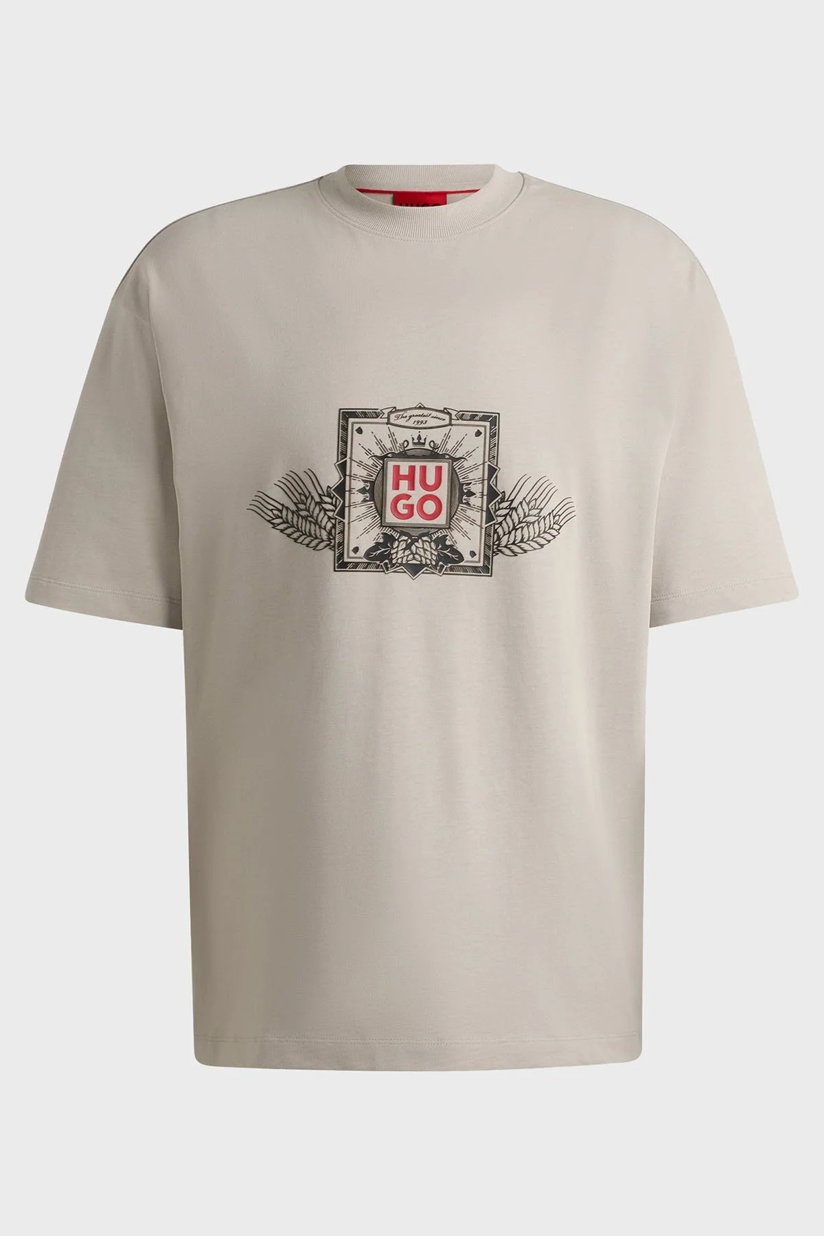 Hugo Pamuklu Oversize Fit Bisiklet Yaka Erkek T Shirt 50513830 055 GRİ - 5