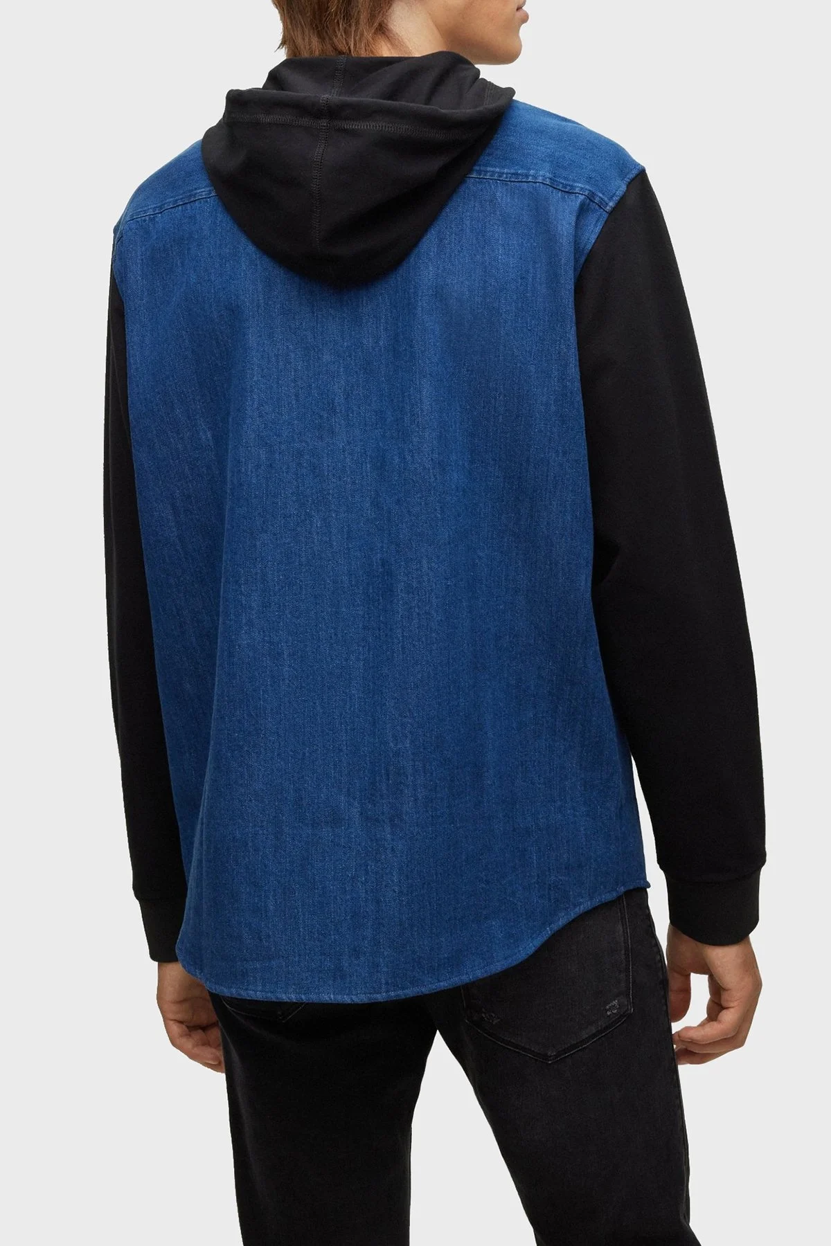 Hugo Pamuklu Oversize Fit Tek Cepli Kapüşonlu Erkek Gömlek 50484388 452 LACİVERT - 3