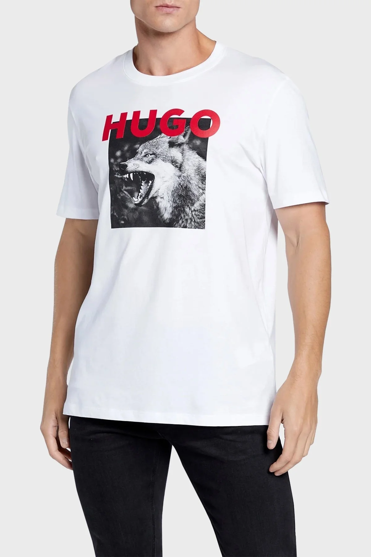 Hugo Pamuklu Regular Fit Bisiklet Yaka Erkek T Shirt 50477623 100 BEYAZ - 1