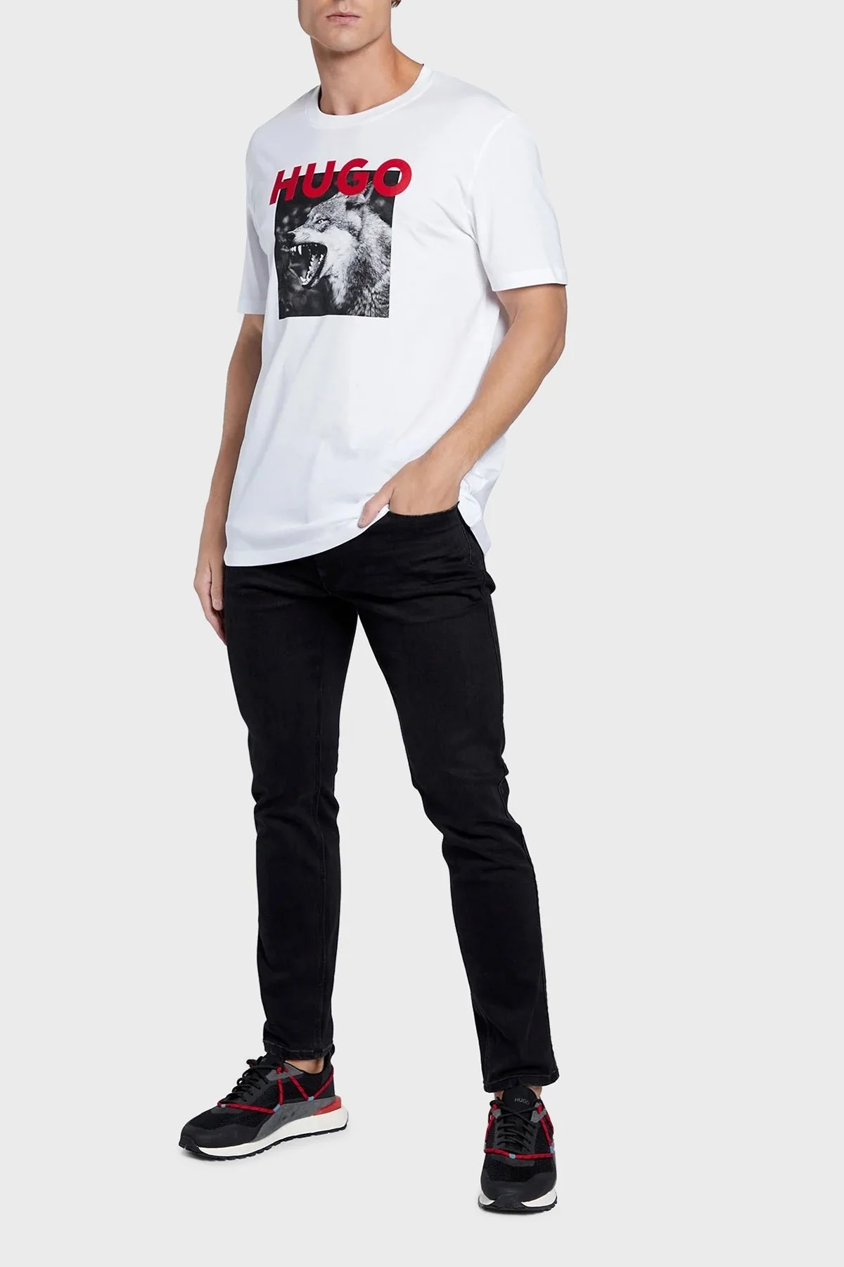 Hugo Pamuklu Regular Fit Bisiklet Yaka Erkek T Shirt 50477623 100 BEYAZ - 2