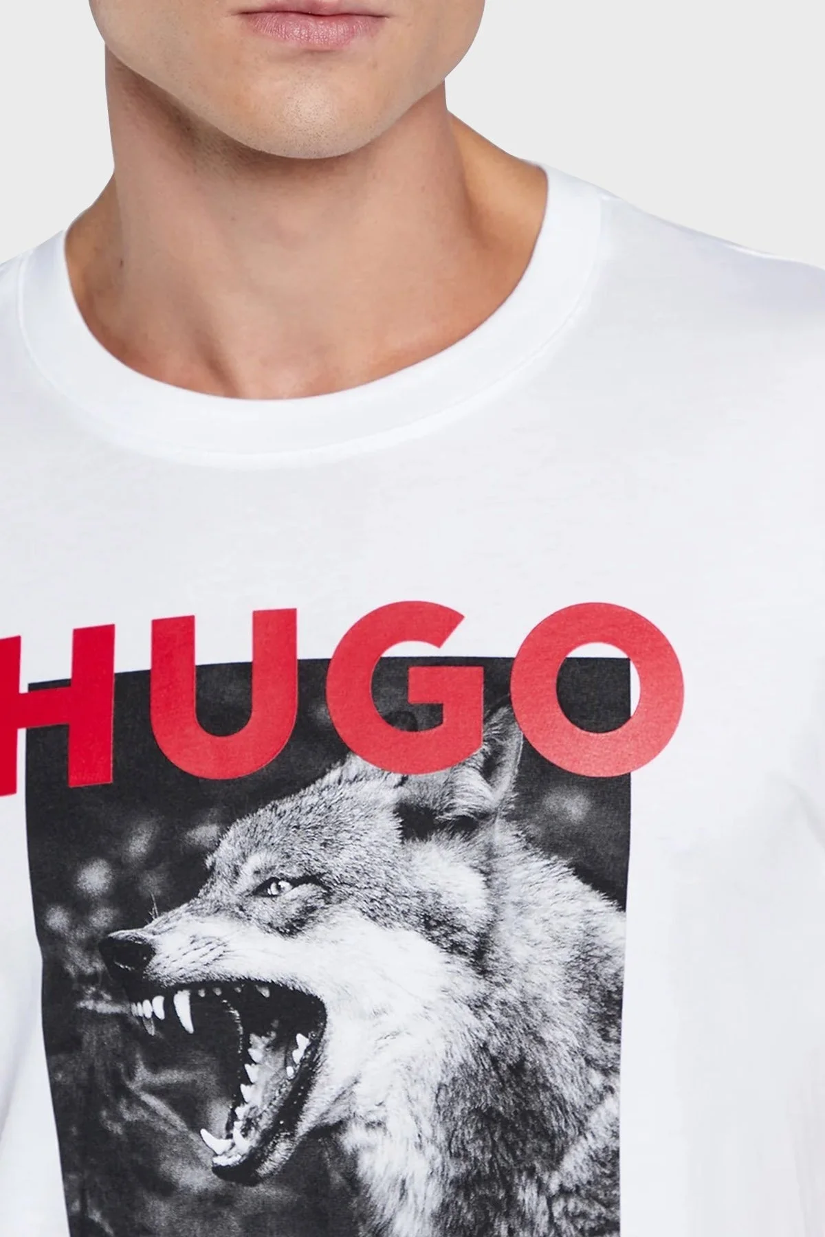 Hugo Pamuklu Regular Fit Bisiklet Yaka Erkek T Shirt 50477623 100 BEYAZ - 4