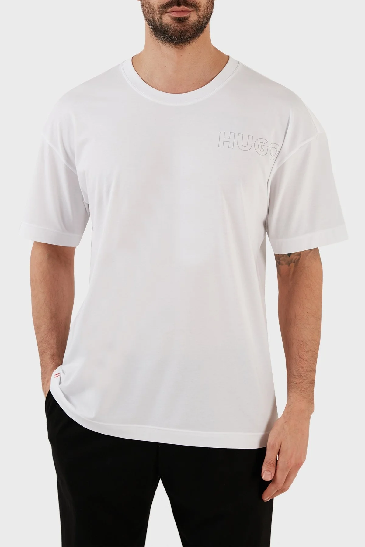 Hugo Pamuklu Regular Fit Bisiklet Yaka Erkek T Shirt 50478916 103 BEYAZ - 1