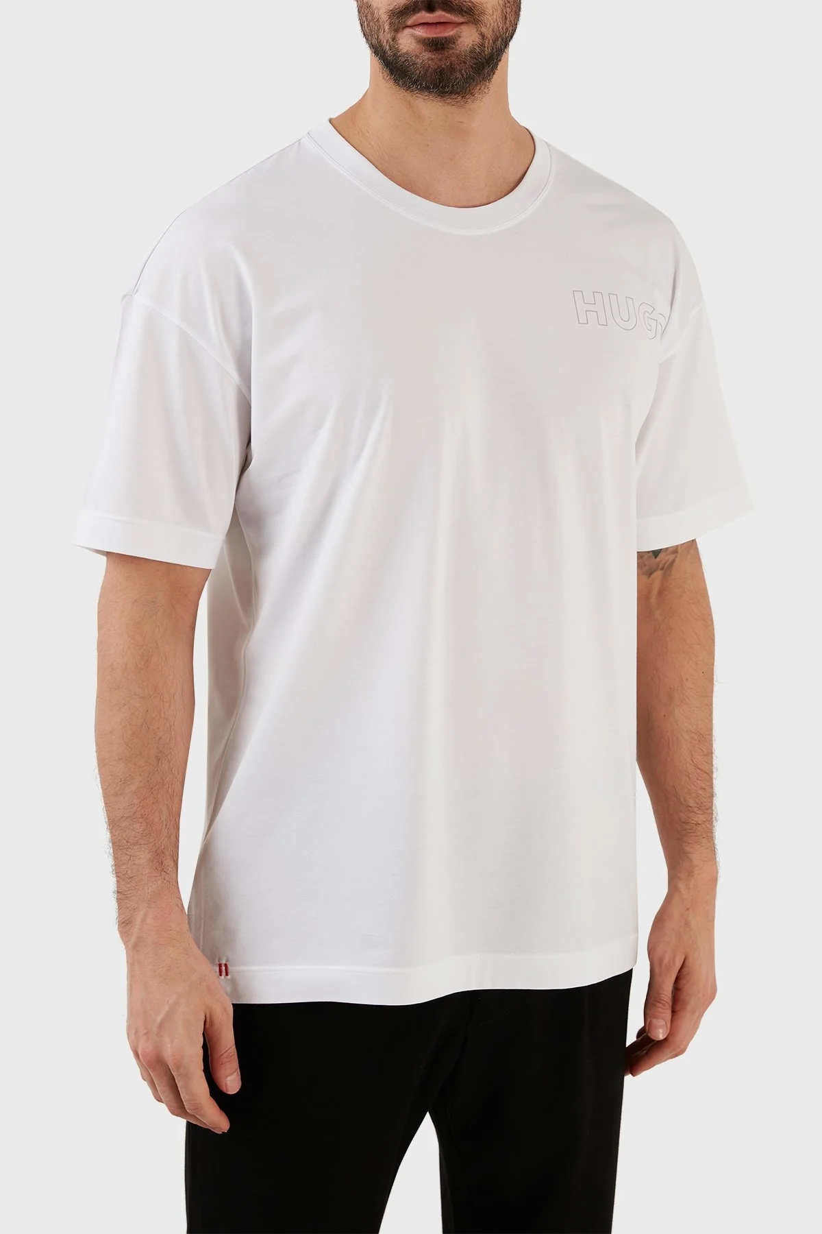 Hugo Pamuklu Regular Fit Bisiklet Yaka Erkek T Shirt 50478916 103 BEYAZ - 2