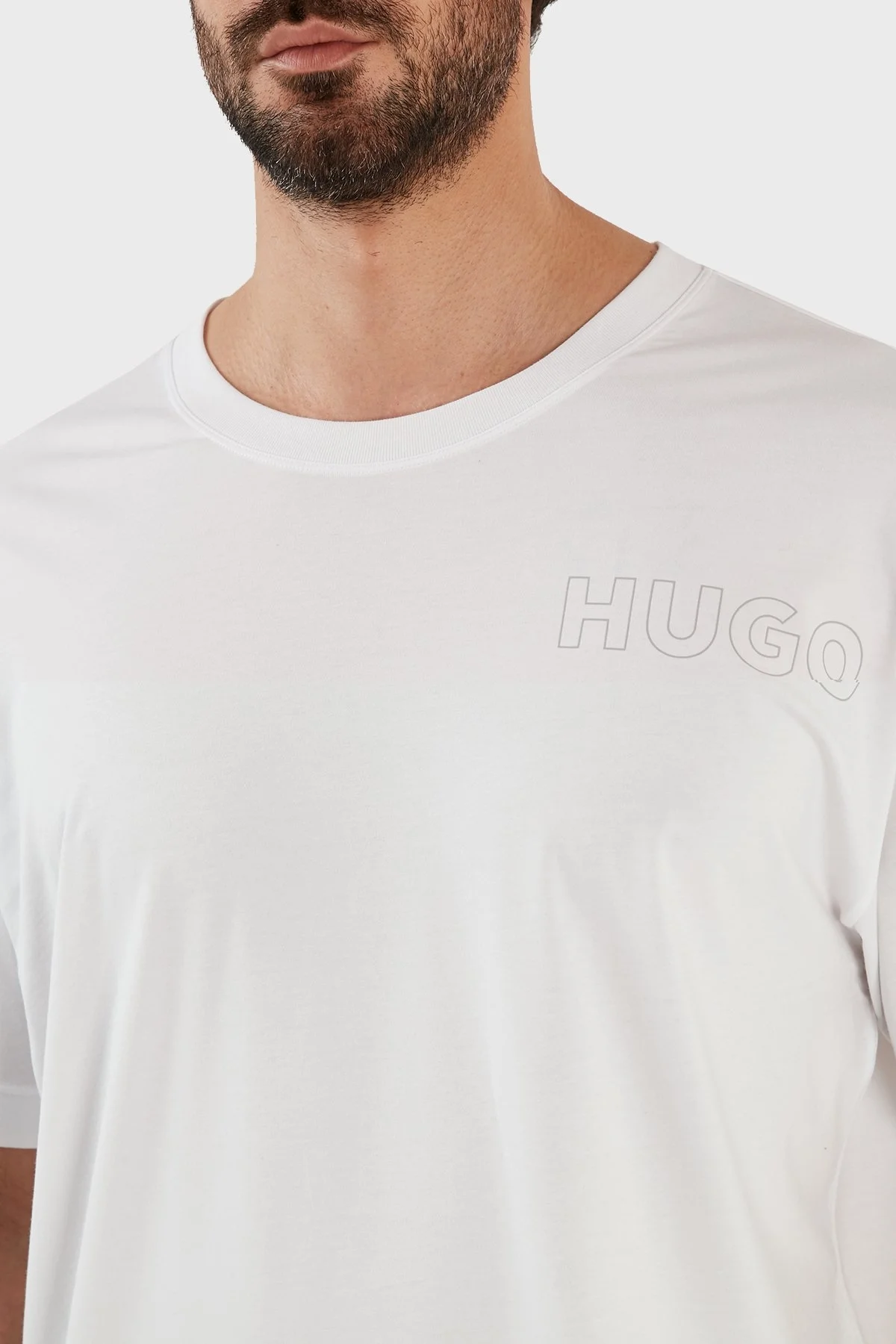 Hugo Pamuklu Regular Fit Bisiklet Yaka Erkek T Shirt 50478916 103 BEYAZ - 4