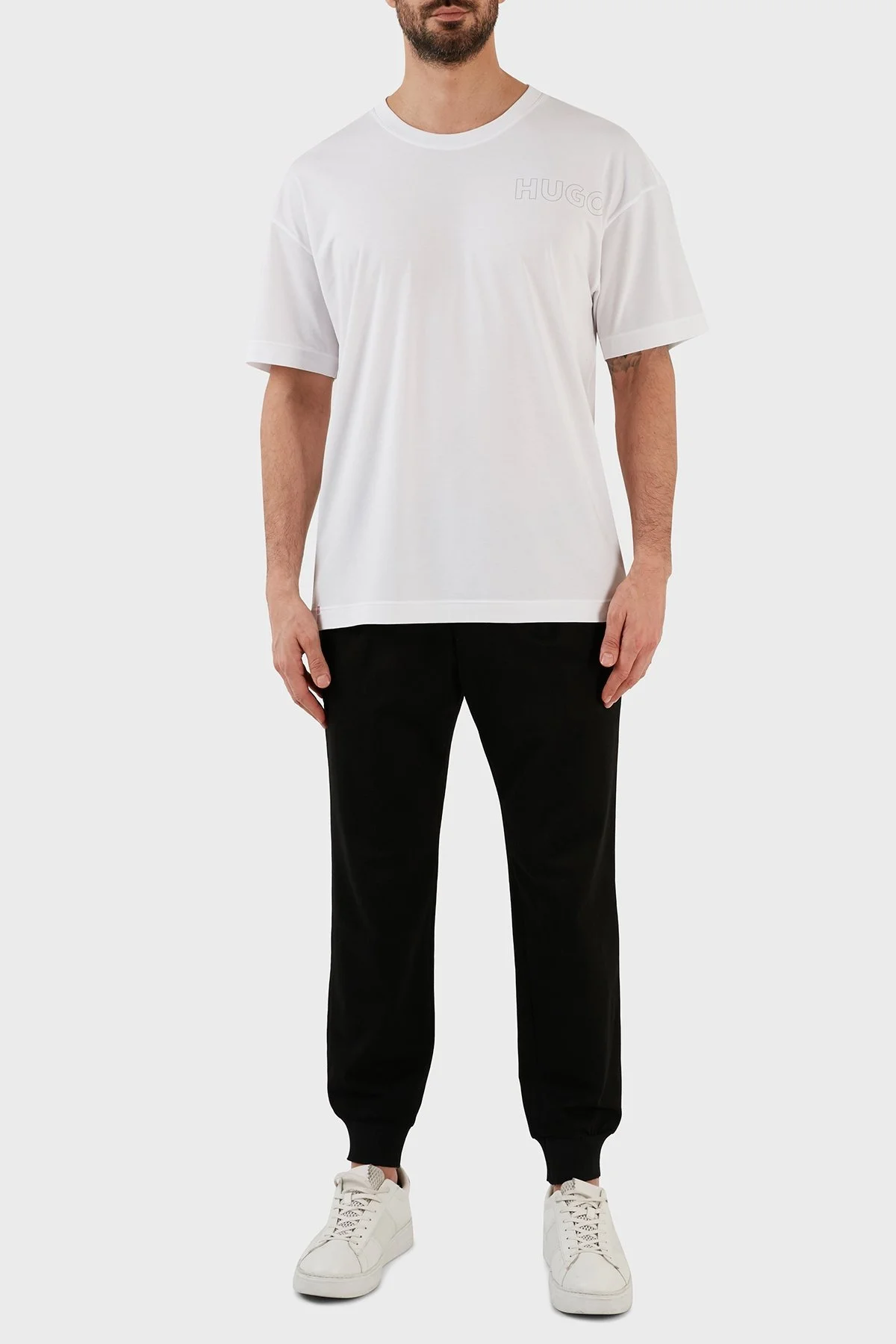 Hugo Pamuklu Regular Fit Bisiklet Yaka Erkek T Shirt 50478916 103 BEYAZ - 5