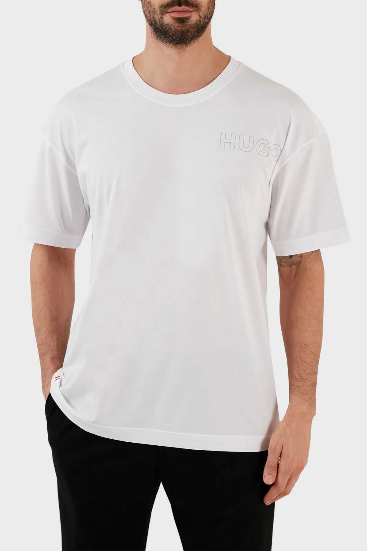 Hugo Pamuklu Regular Fit Bisiklet Yaka Erkek T Shirt 50478916 103 BEYAZ - 1