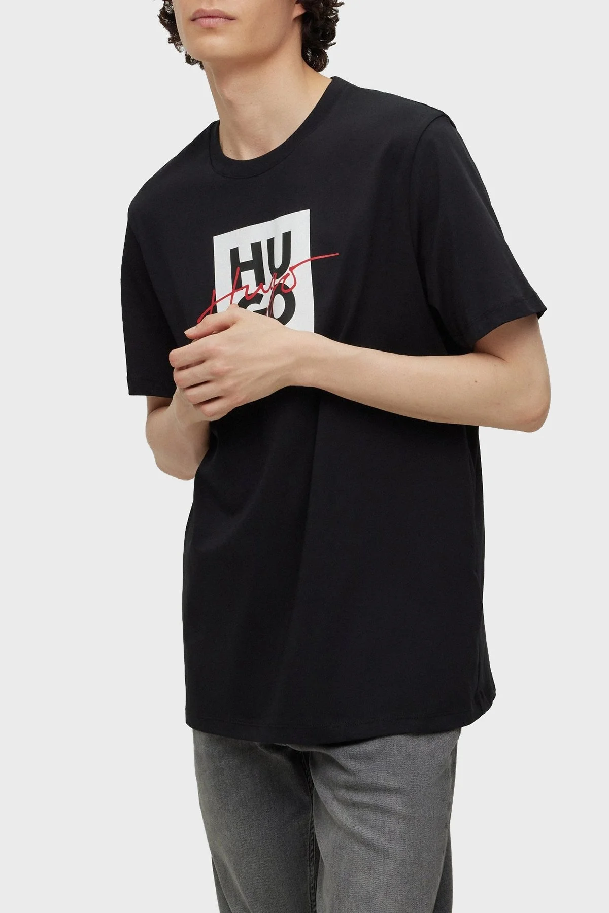 Hugo Pamuklu Regular Fit Bisiklet Yaka Erkek T Shirt 50484217 001 SİYAH - 1