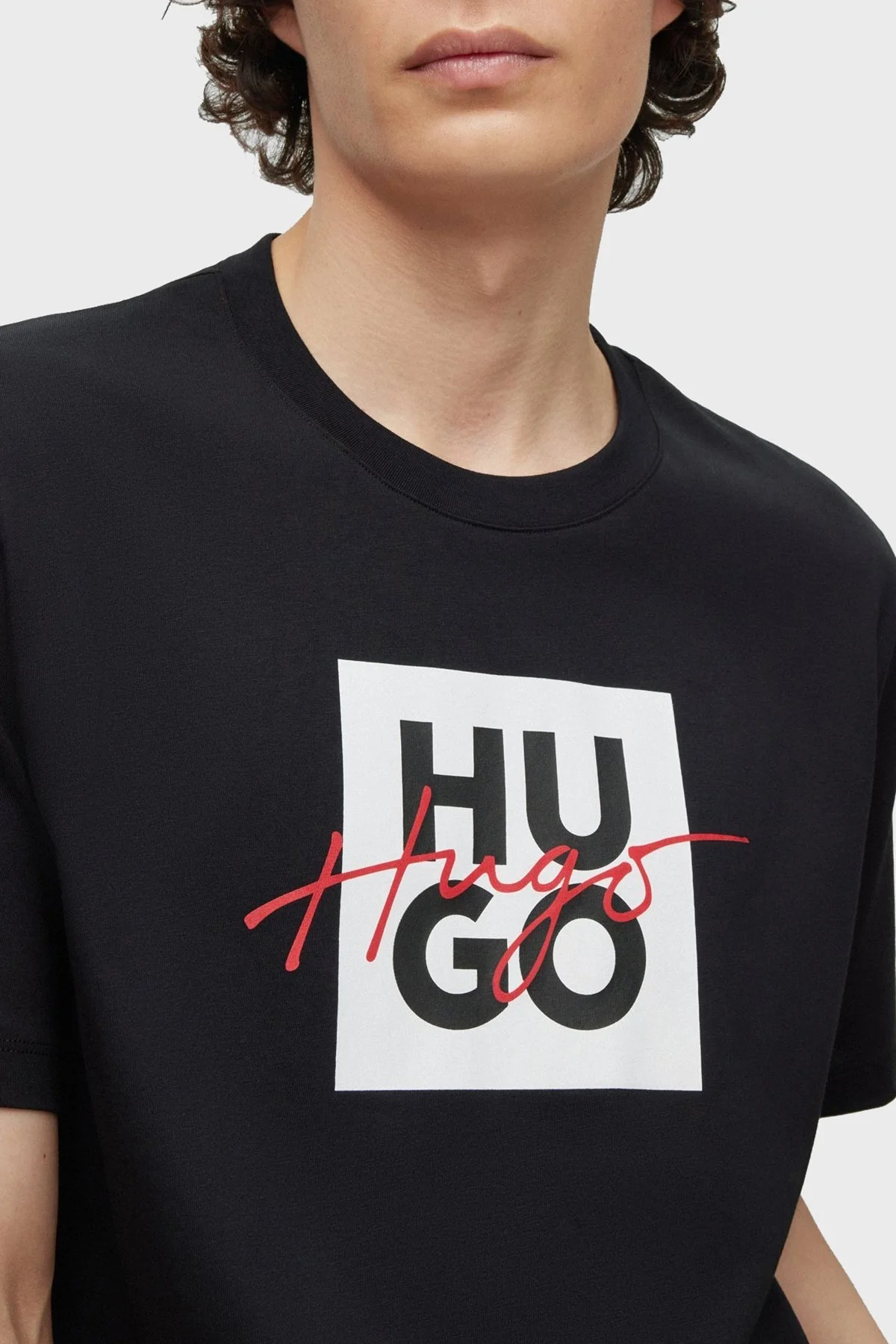 Hugo Pamuklu Regular Fit Bisiklet Yaka Erkek T Shirt 50484217 001 SİYAH - 3